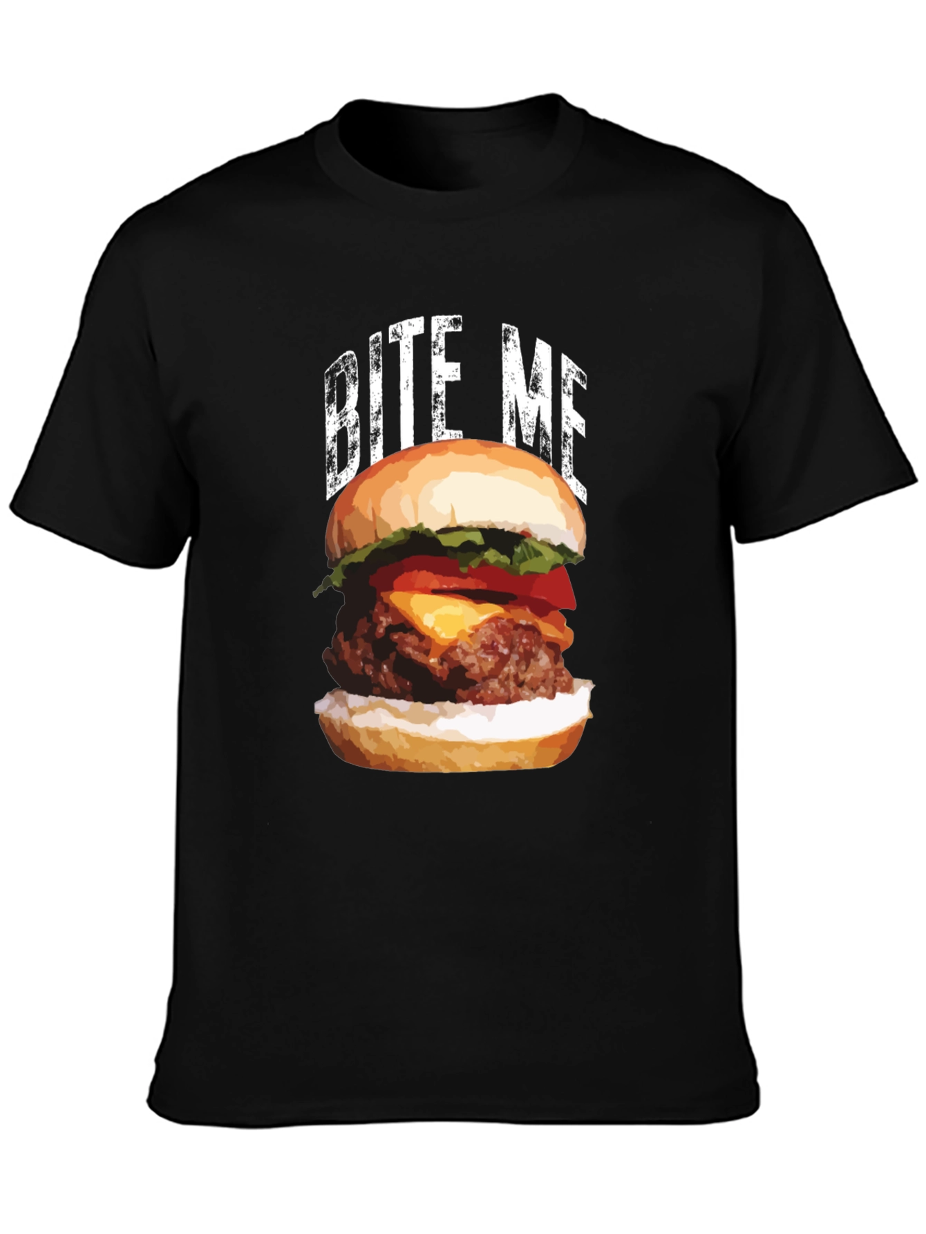 Black Bite Me Burger T-Shirt - Foodie Apparel view 3