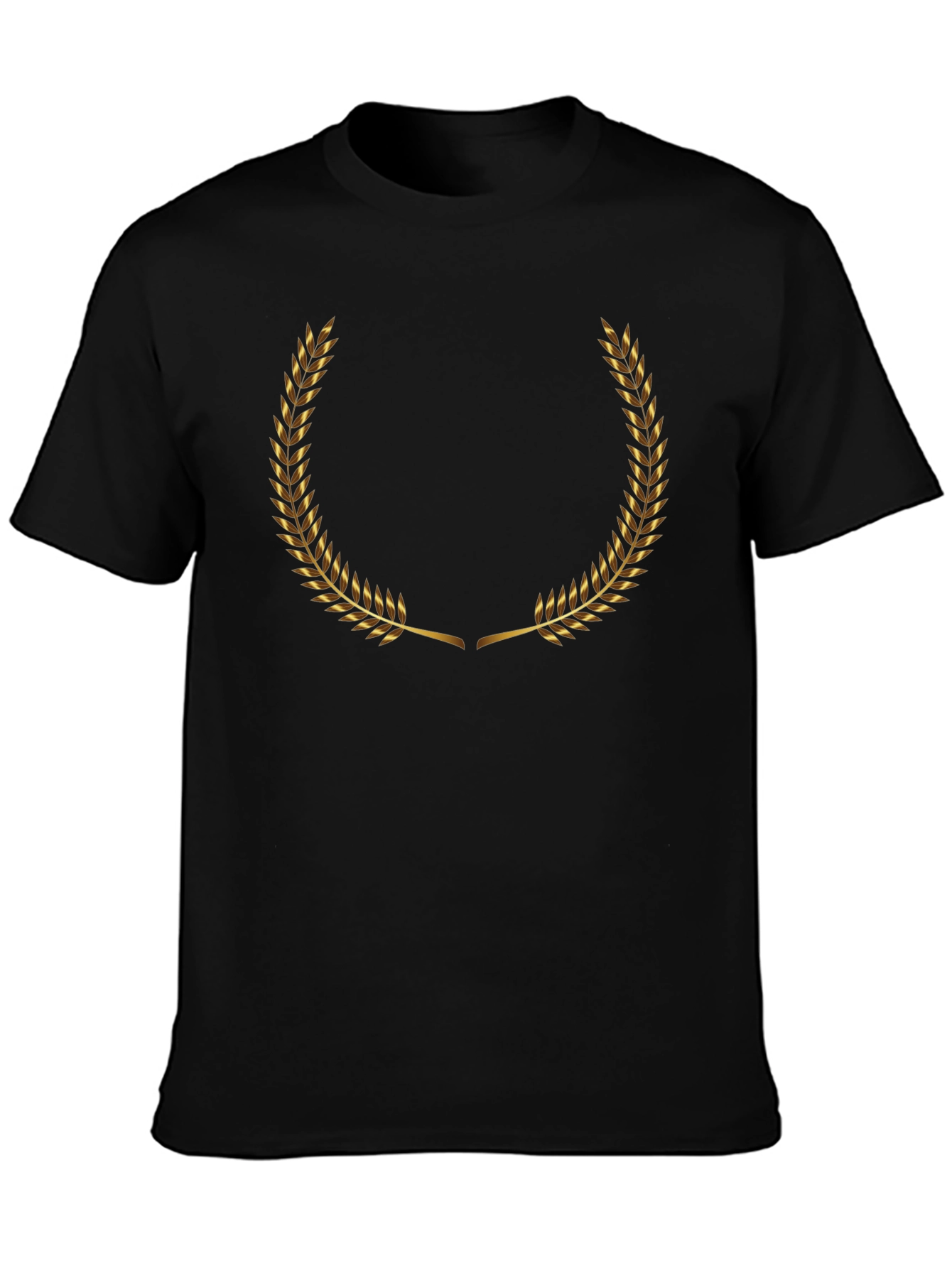Black Golden Laurel Wreath Black T-Shirt view 3