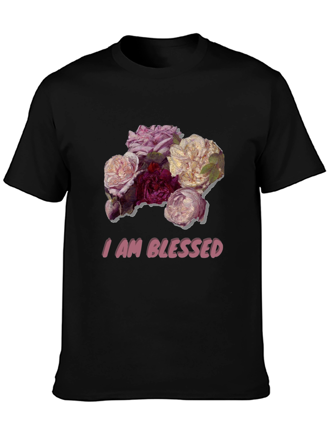 Black Floral Blessed T-Shirt - Stylish Graphic Tee view 3
