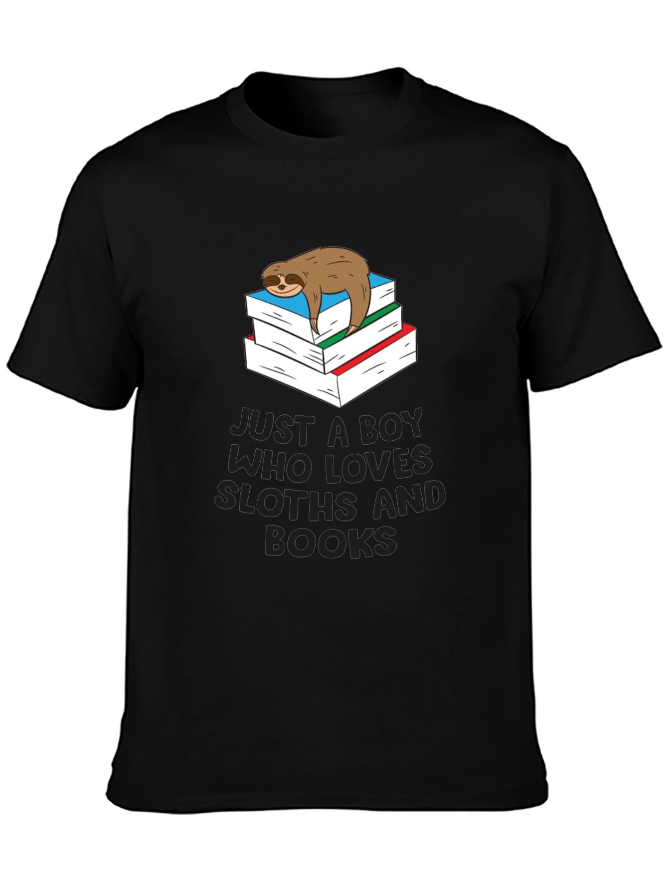 Black Sloth & Books Graphic T-Shirt - Comfy Casual Tee view 3