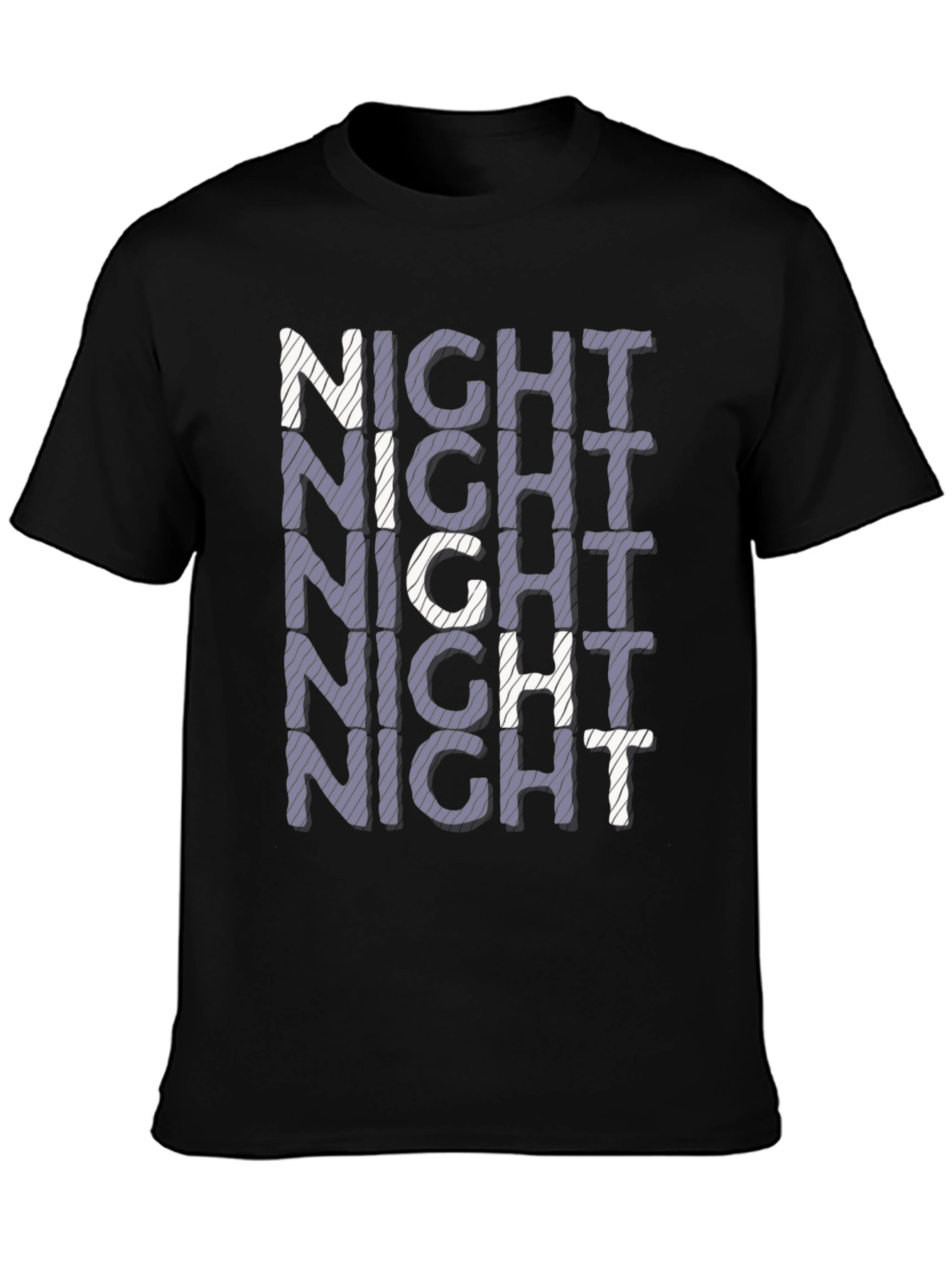 Black Night Stacked Graphic Print Black T-Shirt view 3