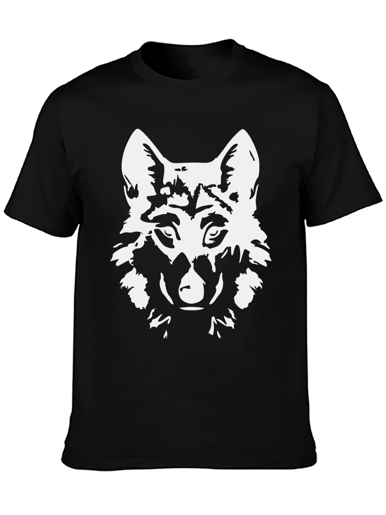 Black Men's Black Wolf Graphic T-Shirt view 3