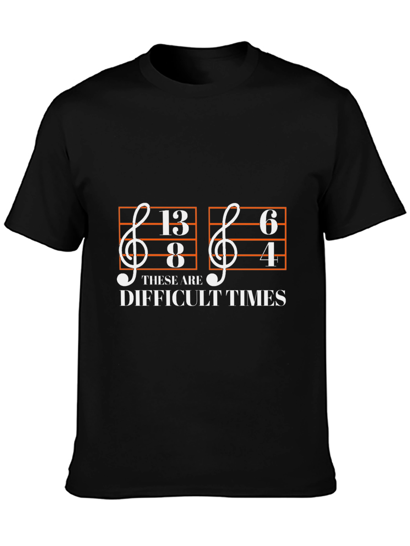 Black Difficult Times Music Note T-Shirt view 3