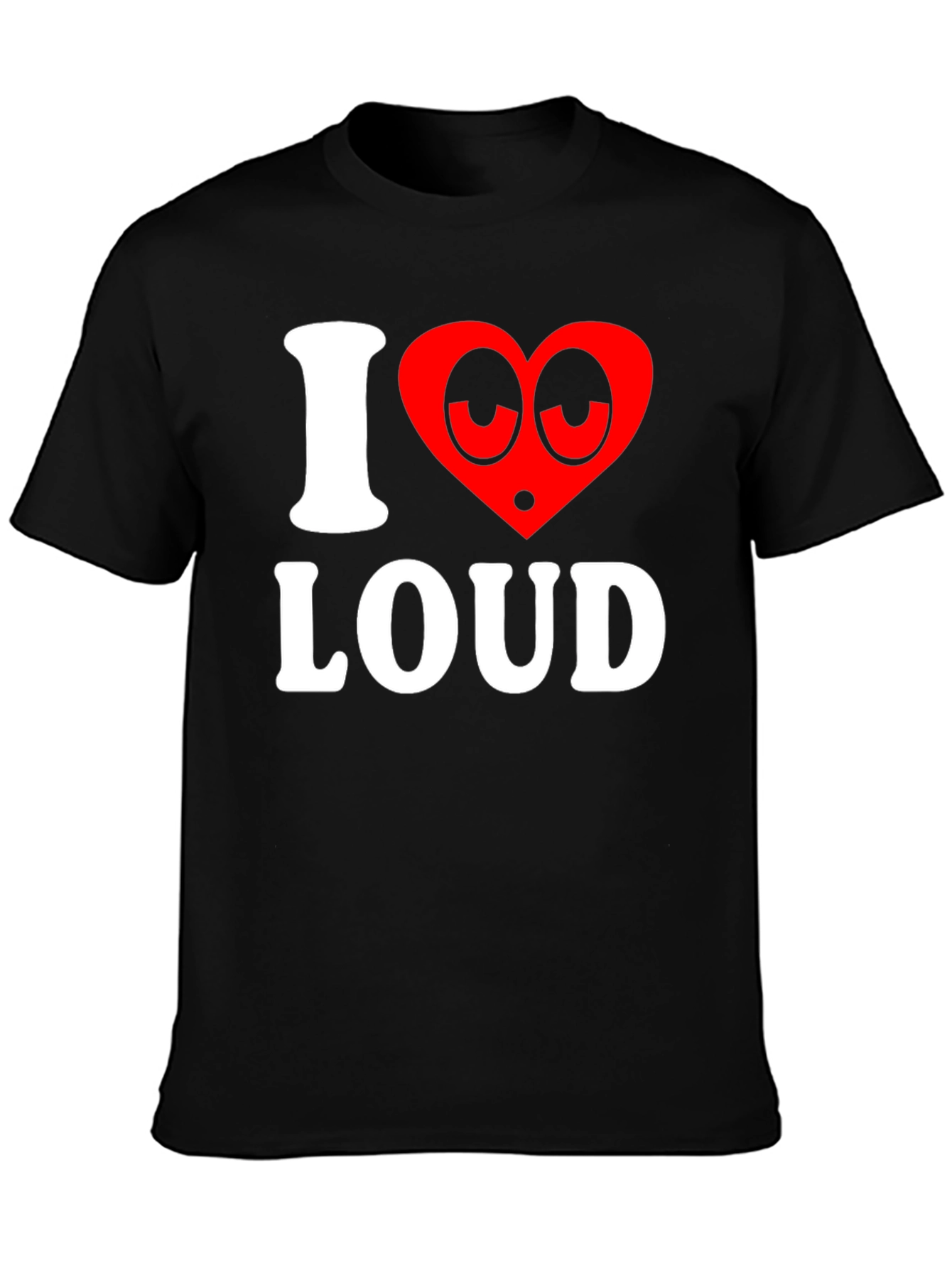 Black I Heart Loud Funny Graphic Tee - Black Cotton T-Shirt view 3