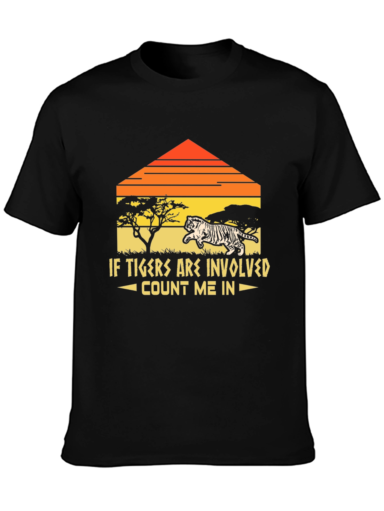 Black Tigers Involved Graphic T-Shirt - Safari Sunset Tee view 3