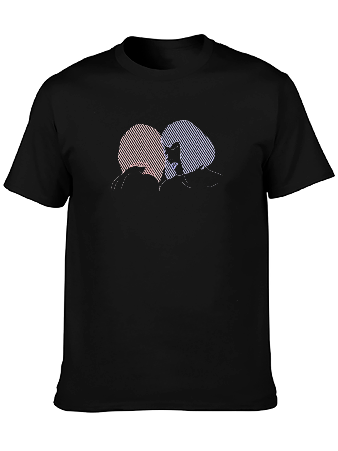 Black Silhouette Couple Graphic Black Tee view 3