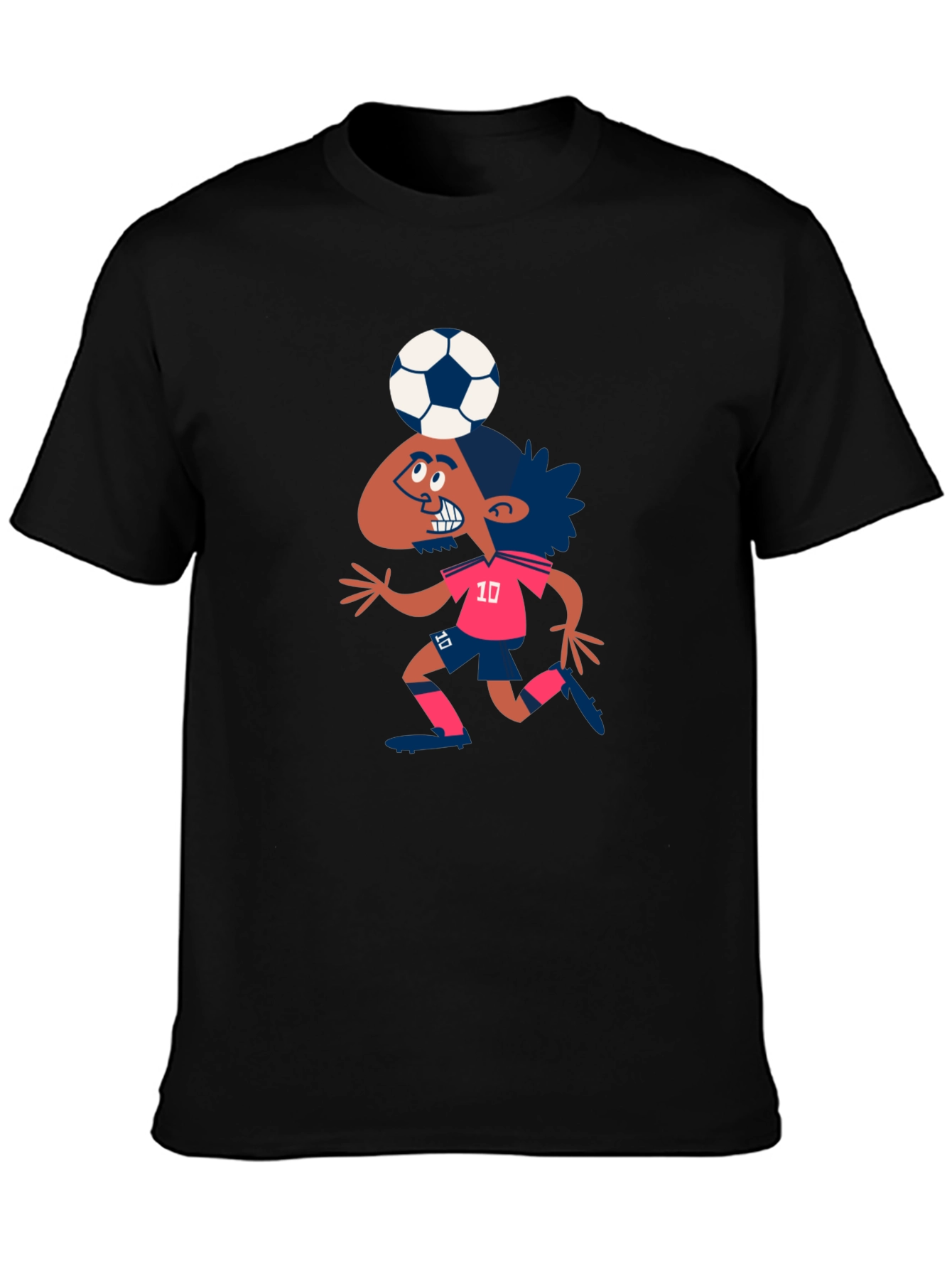 Black Cartoon Soccer Player Graphic T-Shirt view 3