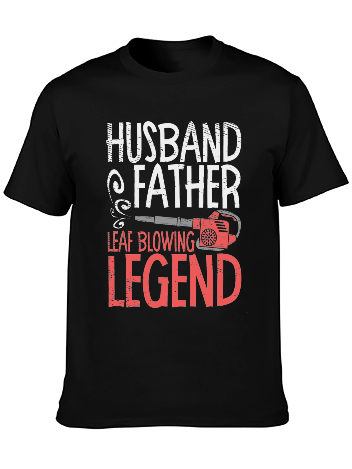 Black Husband Father Leaf Blowing Legend T-Shirt view 3