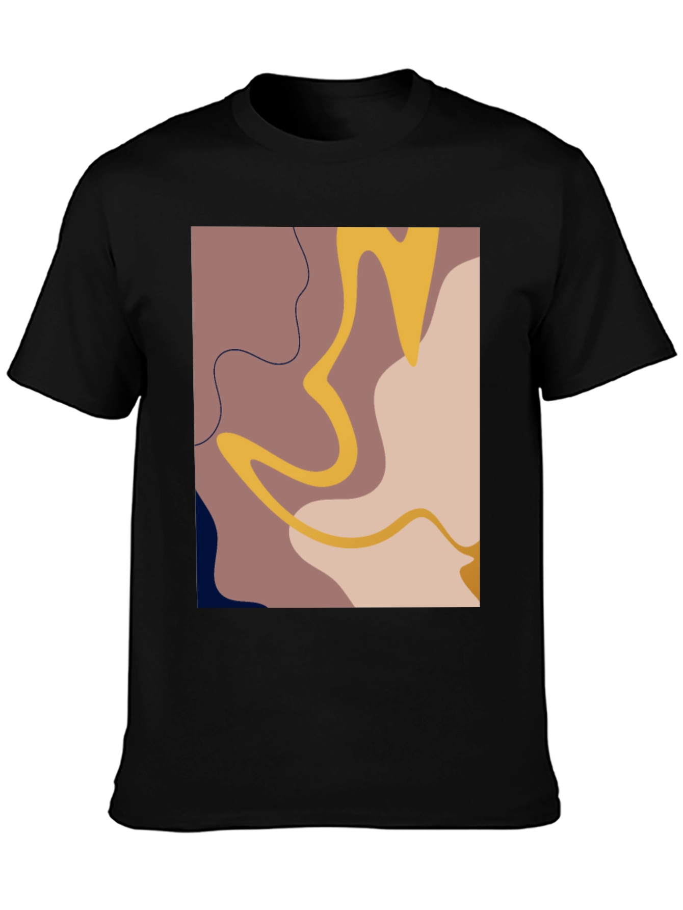 Black Abstract Graphic Print T-Shirt - Modern Art Tee view 3