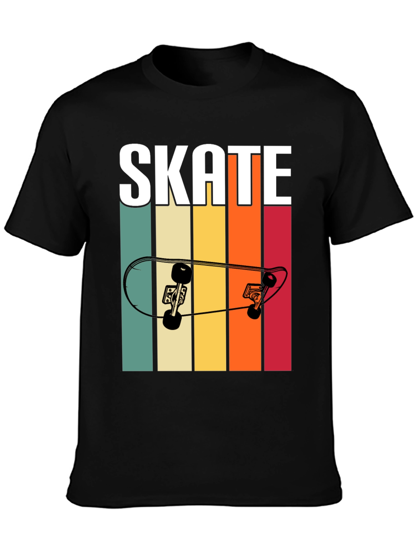 Black Retro Skate T-Shirt - Cool Skateboard Design view 3