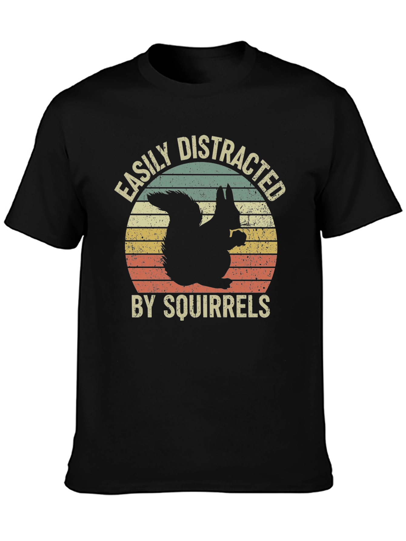 Black Easily Distracted By Squirrels Graphic Tee view 3