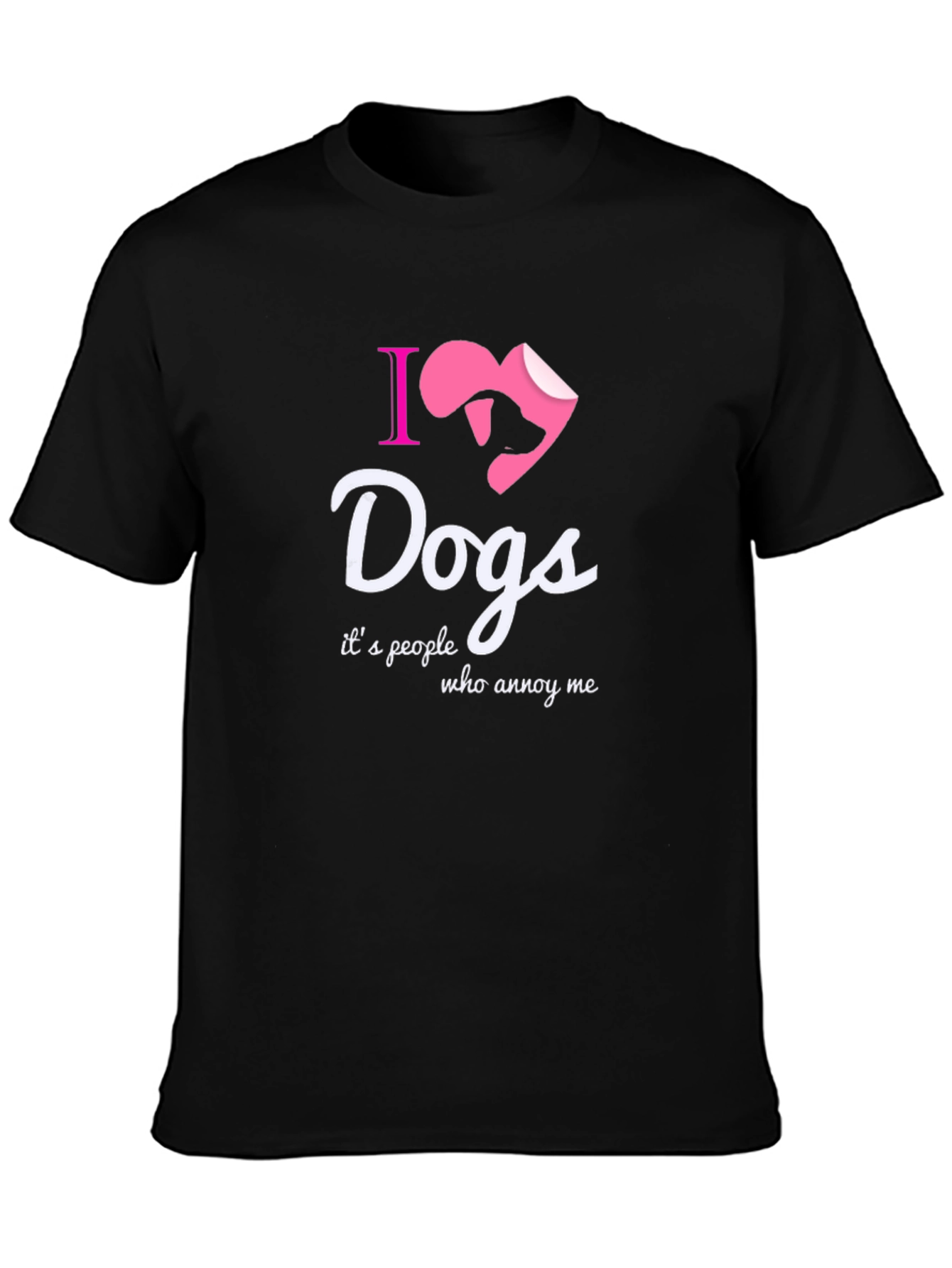 Black I Love Dogs T-Shirt - Novelty Graphic Tee view 3