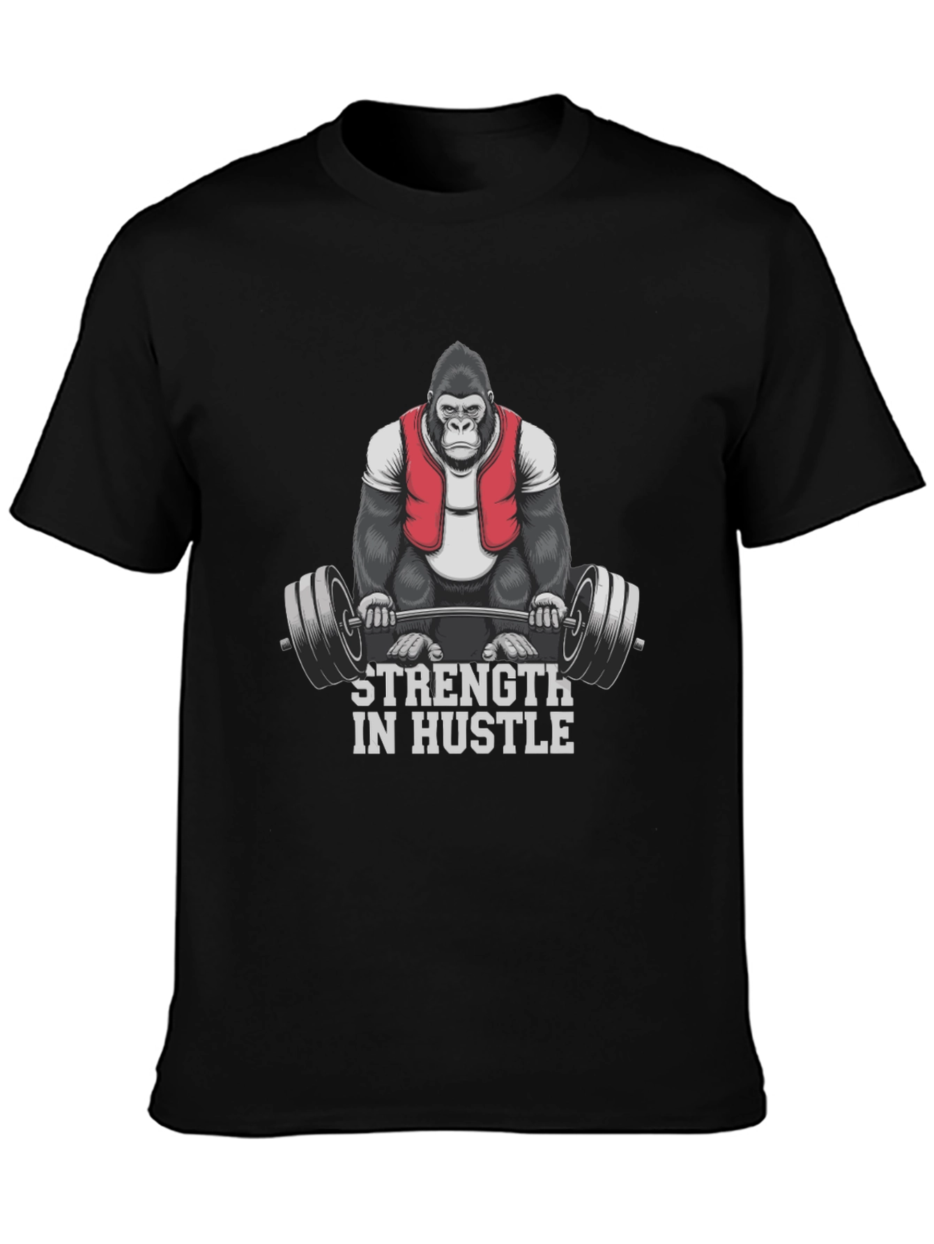 Black Strength in Hustle Gorilla Gym T-Shirt view 3
