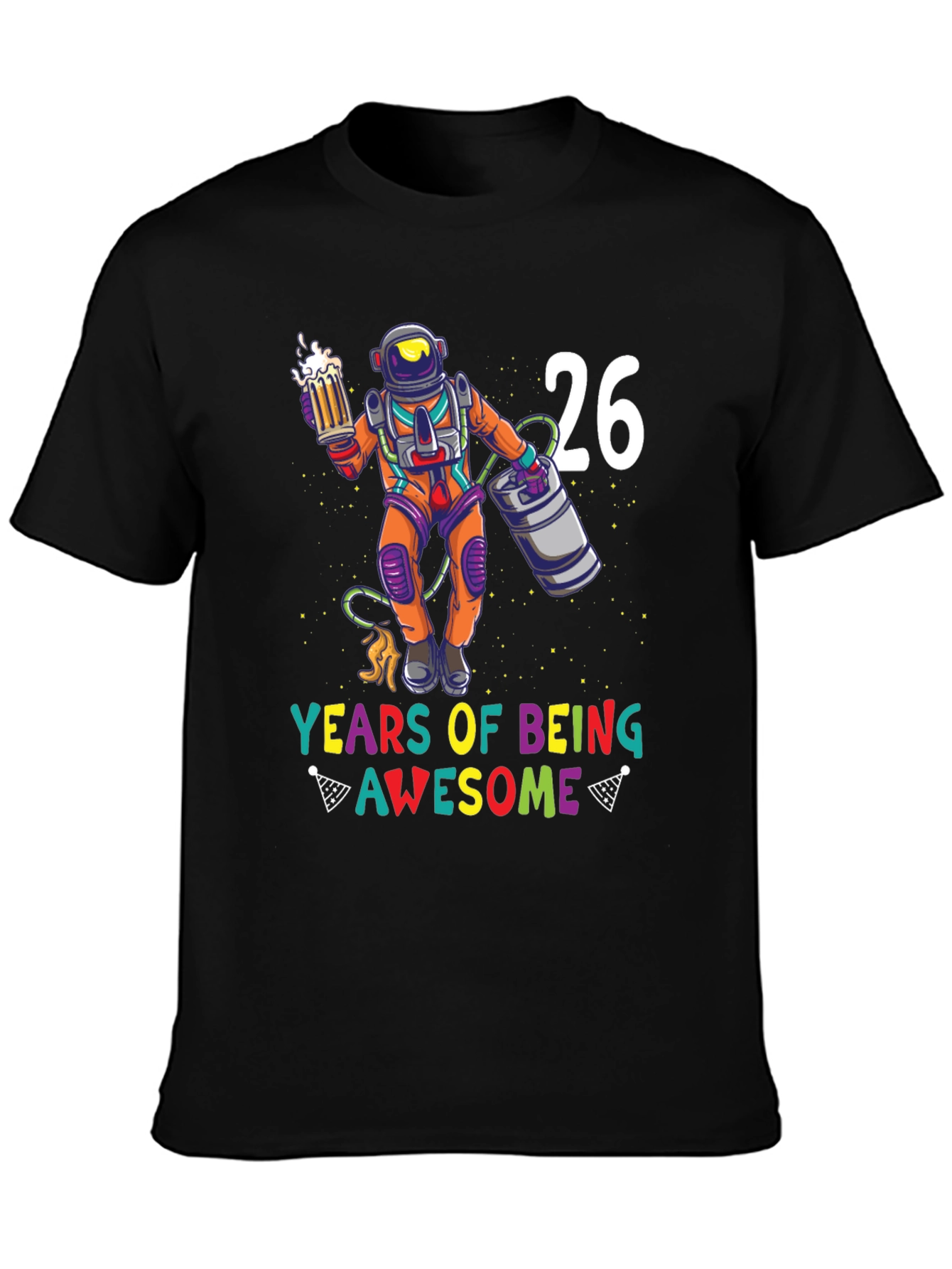 Black 26 Years of Being Awesome T-Shirt view 3
