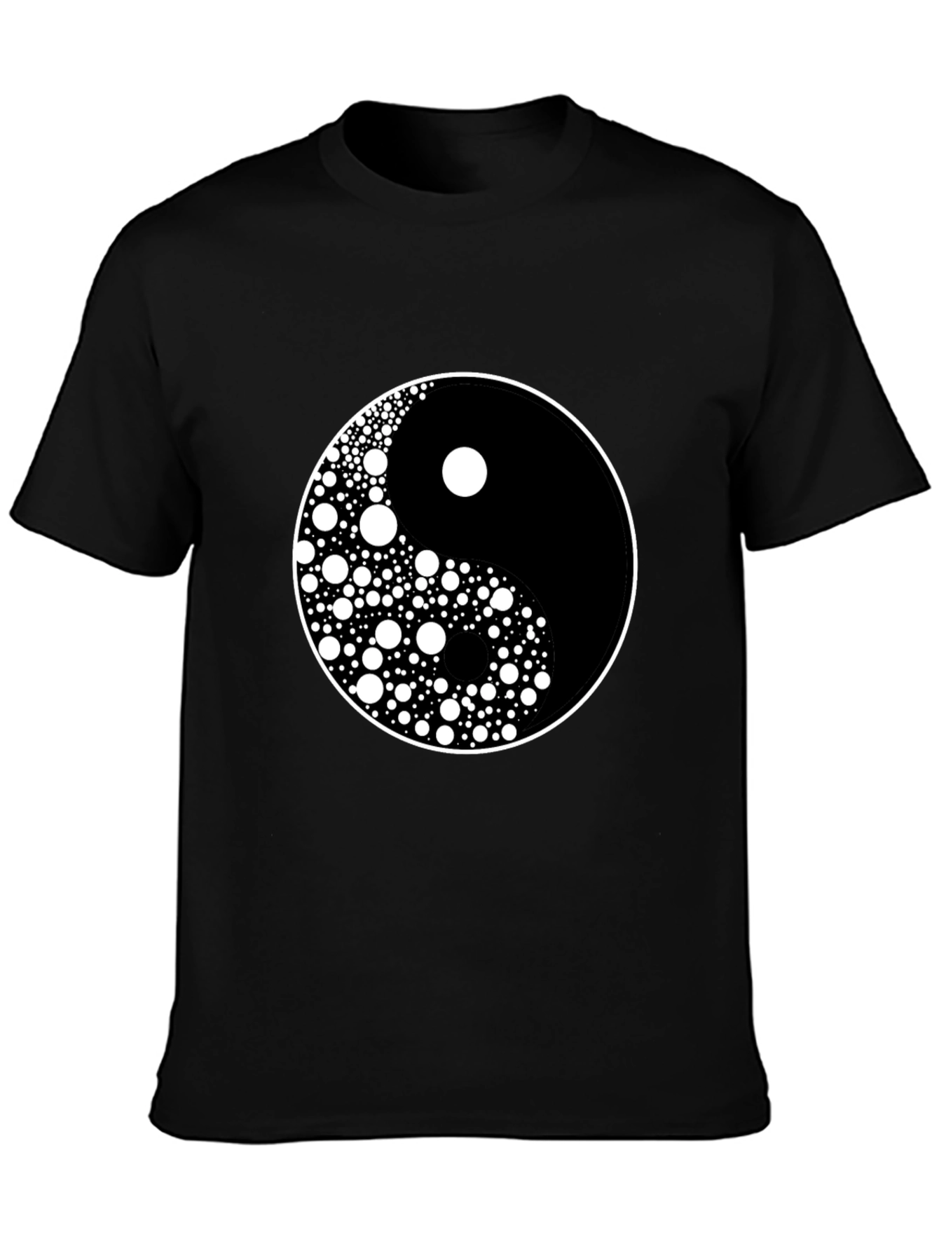 Black Yin Yang Circle Dot Pattern Tee - Classic Harmony view 3