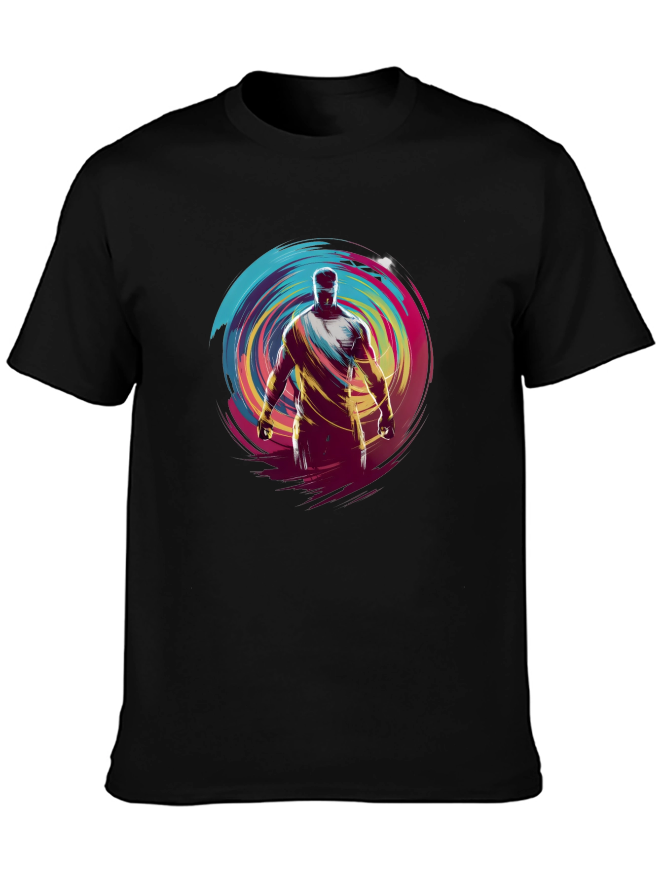 Black Abstract Athlete Graphic Black T-Shirt view 3
