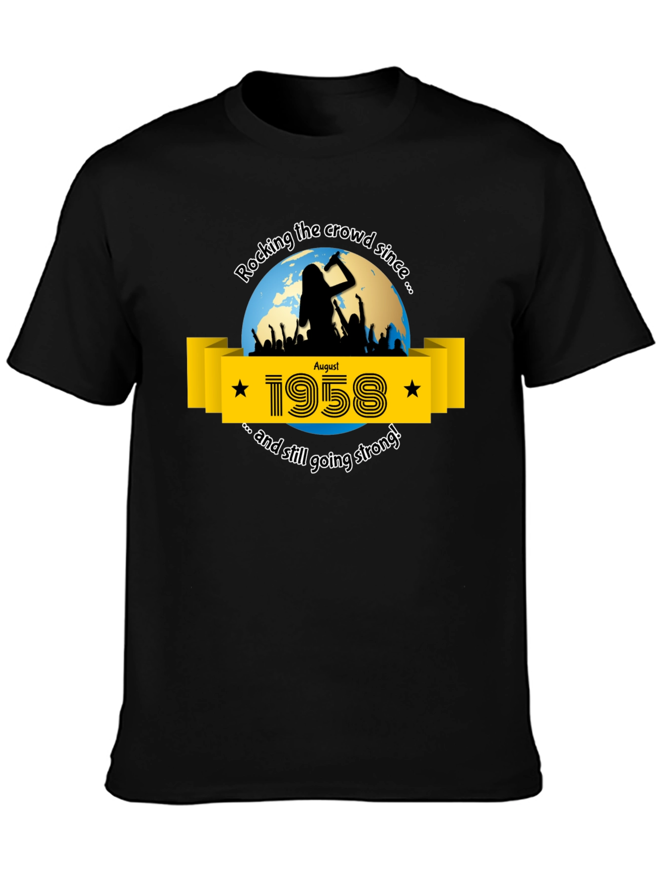 Black Rocking Since 1958 Black T-Shirt view 3