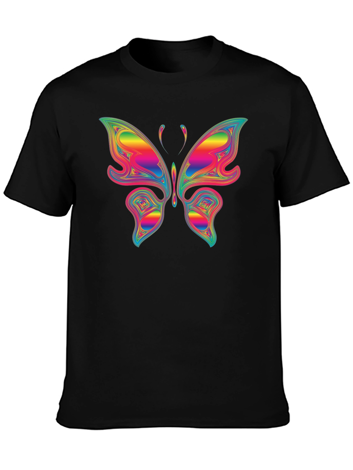 Black Rainbow Butterfly Graphic T-Shirt - Unique Colorful Tee view 3