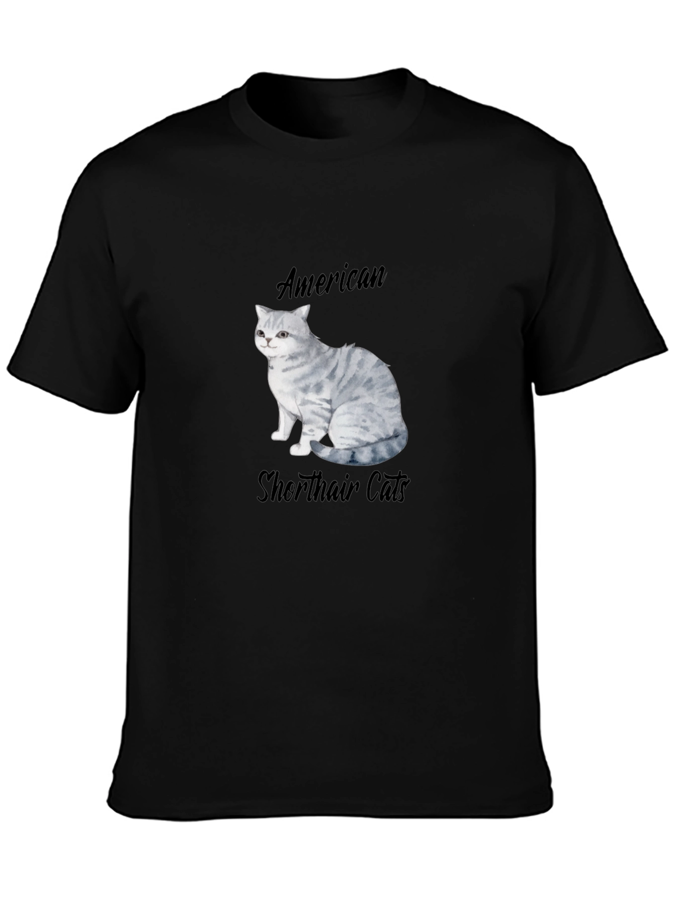 Black American Shorthair Cat Graphic T-Shirt view 3