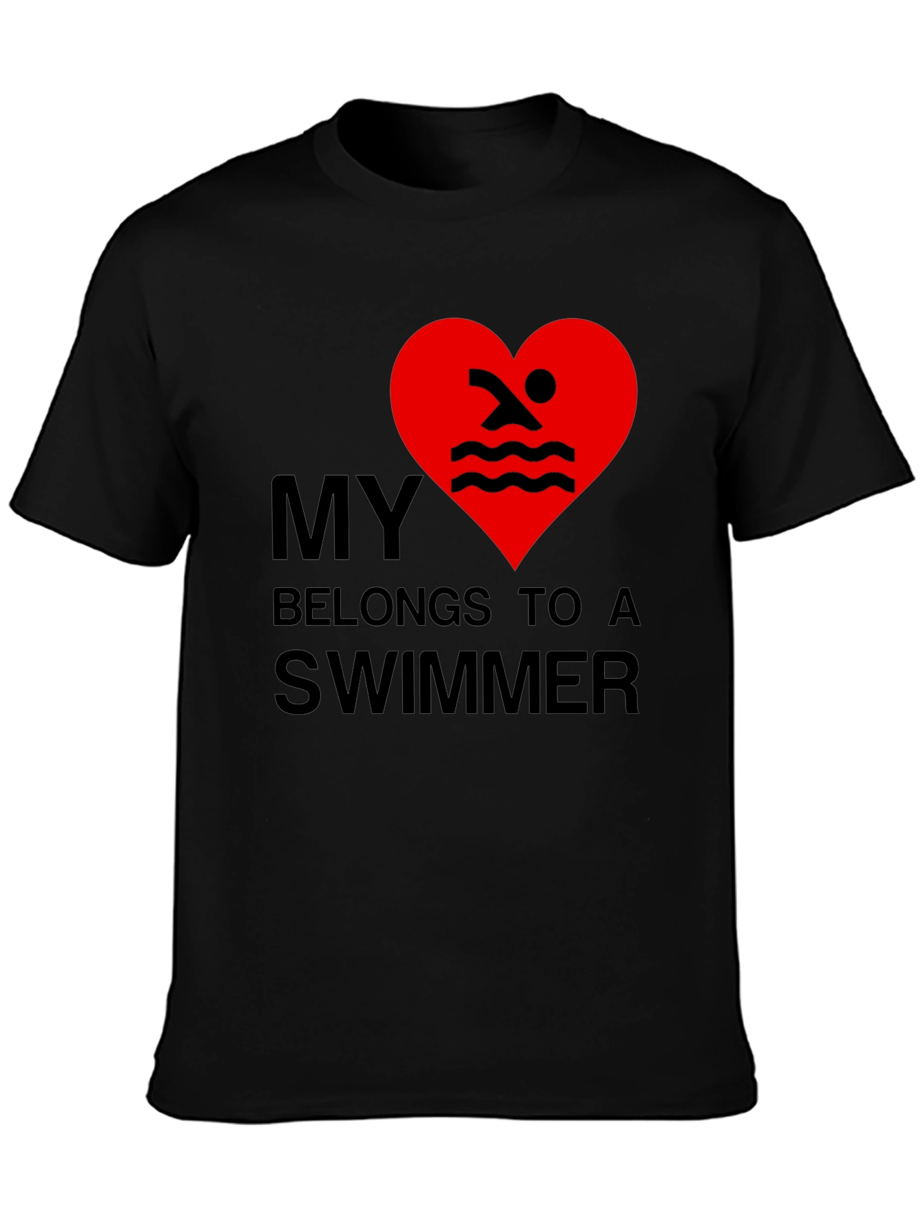 Black My Heart Belongs to a Swimmer - Novelty T-Shirt view 3