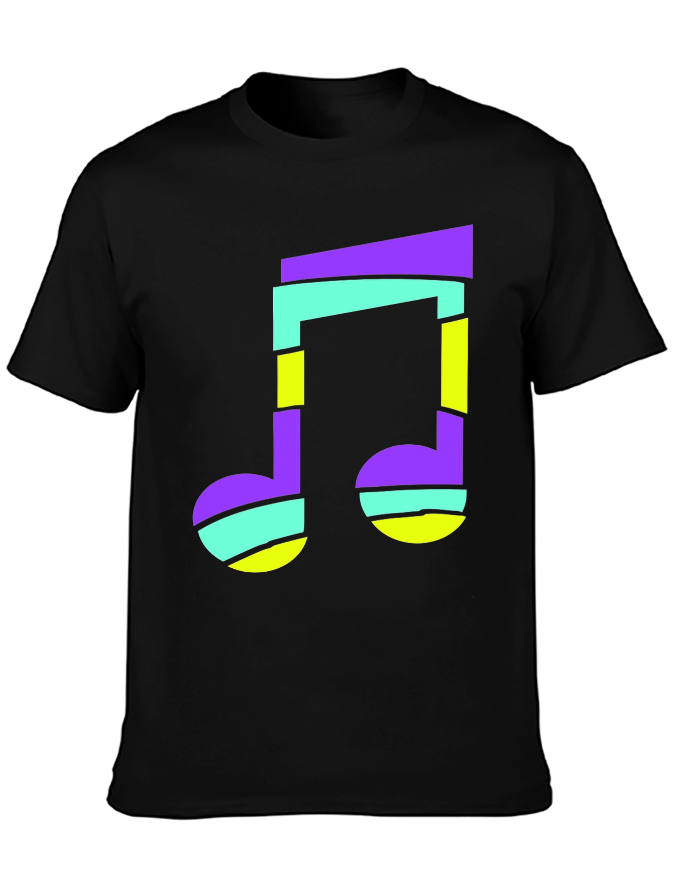 Black Funky Music Note Black T-Shirt view 3