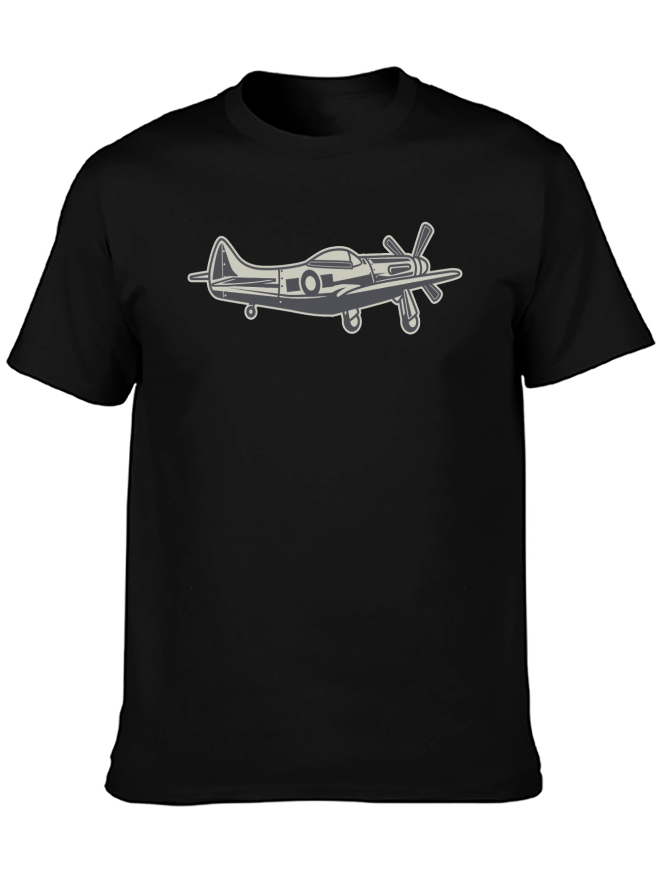 Black Vintage Airplane Graphic Tee - Classic Style view 3