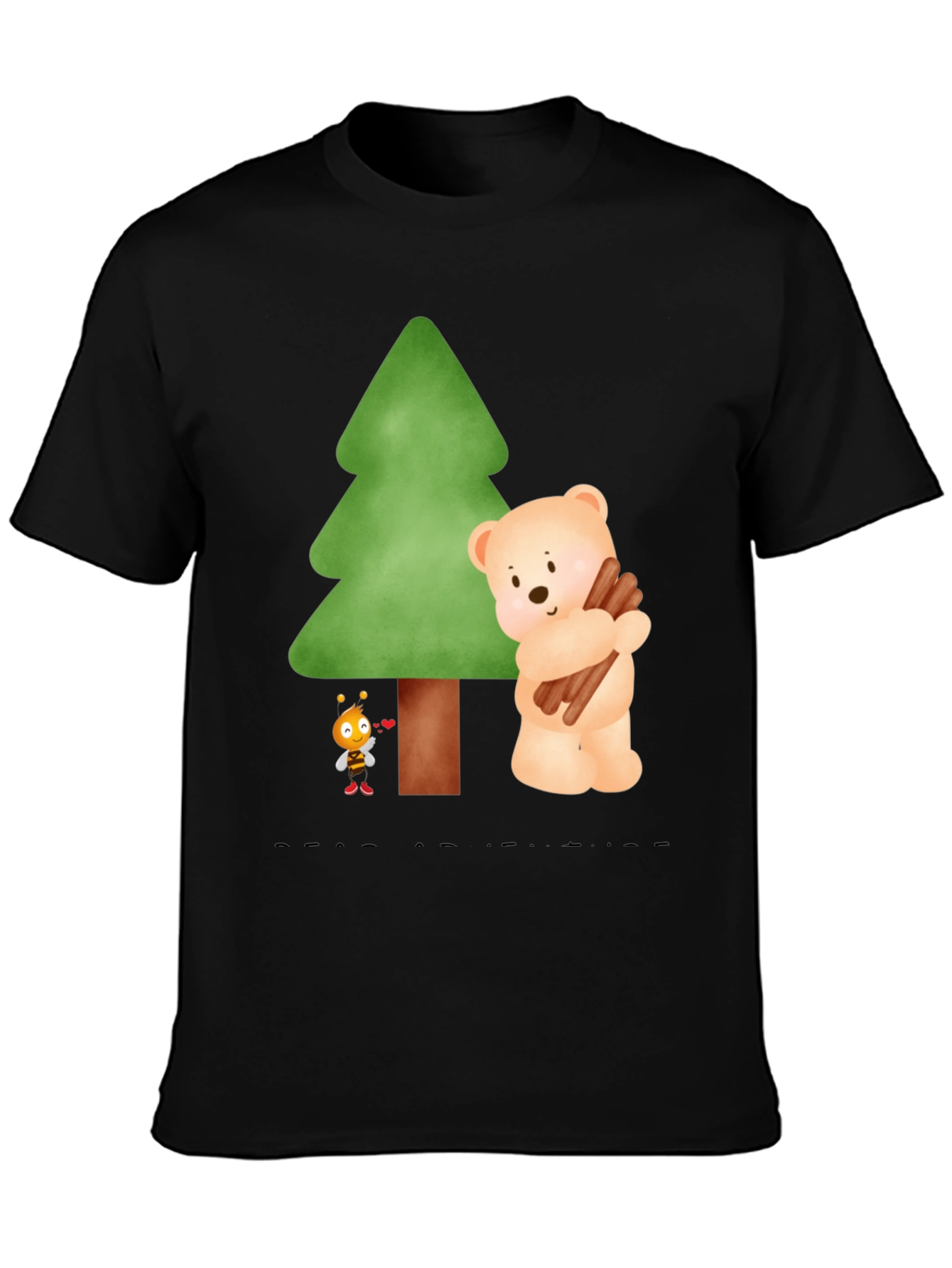 Black Cute Cartoon Nature Tee view 3