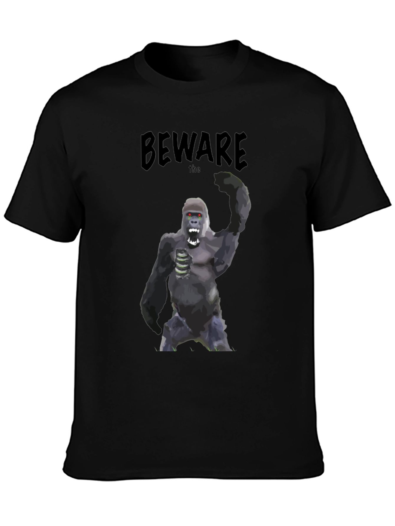 Black Beware the Gorilla T-Shirt - Graphic Tee view 3