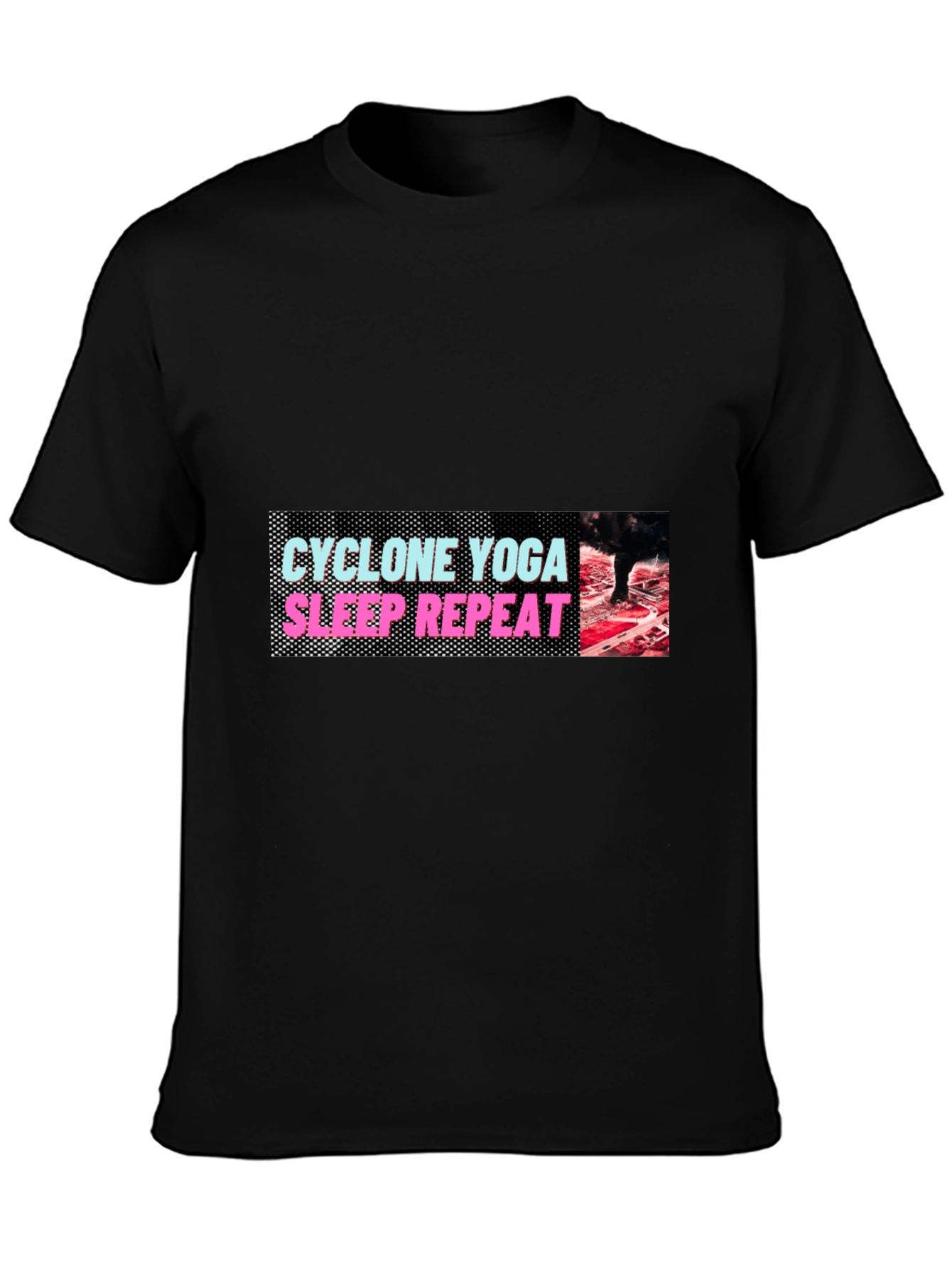 Black Men's 'Cyclone Yoga Sleep Repeat' Graphic Tee view 3