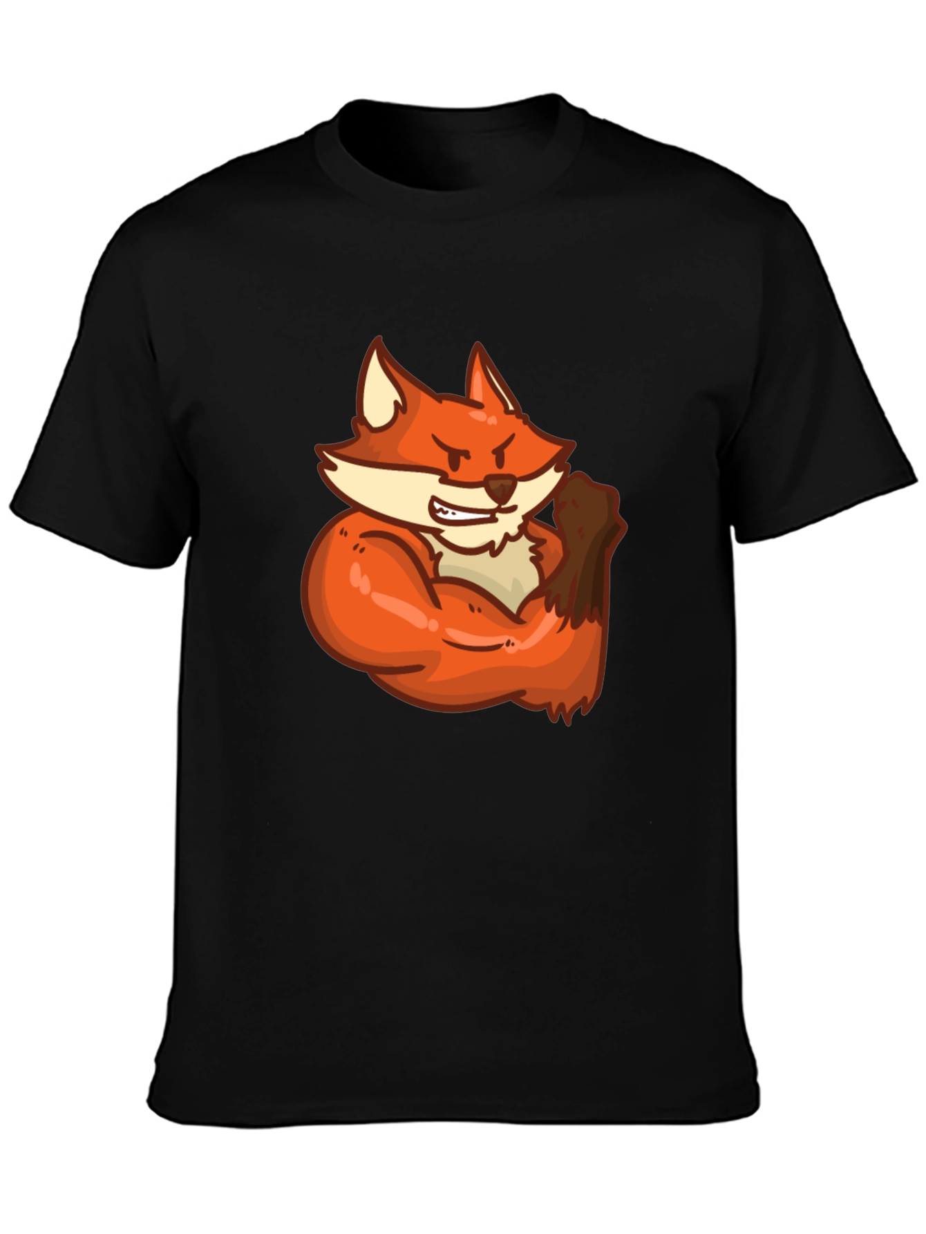 Black Black T-Shirt with Muscular Fox Graphic view 3