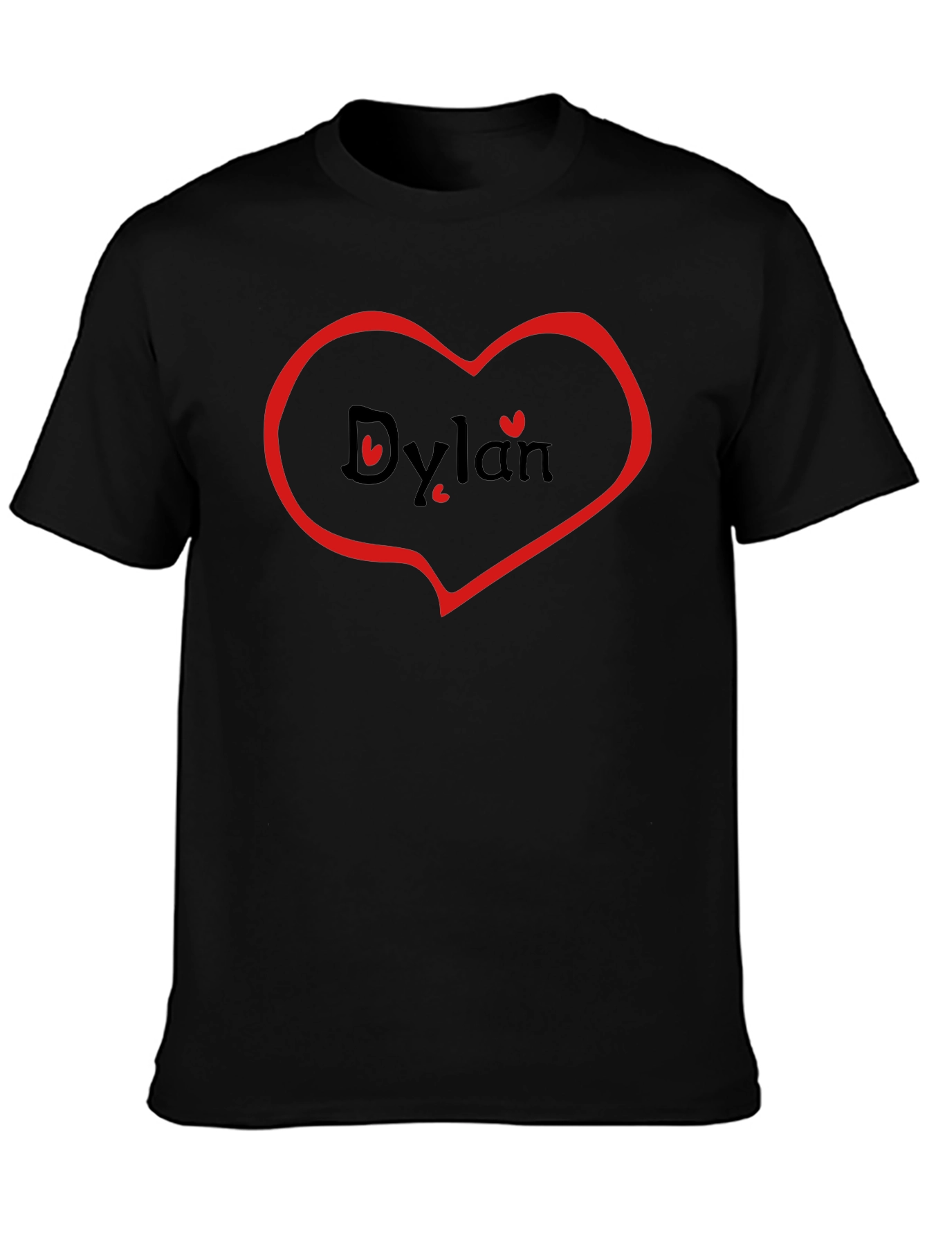 Black Dylan Heart T-Shirt - Black Cotton Graphic Tee view 3