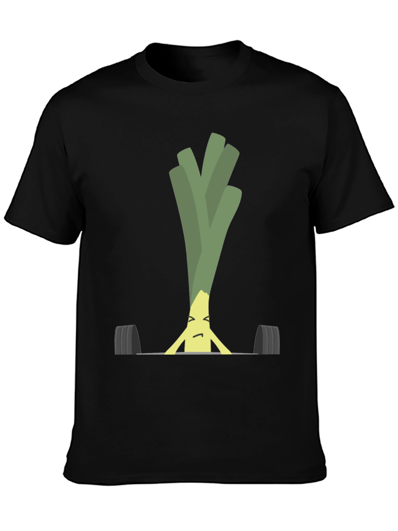 Black Funny Leek Lifting Weights Graphic Tee view 3