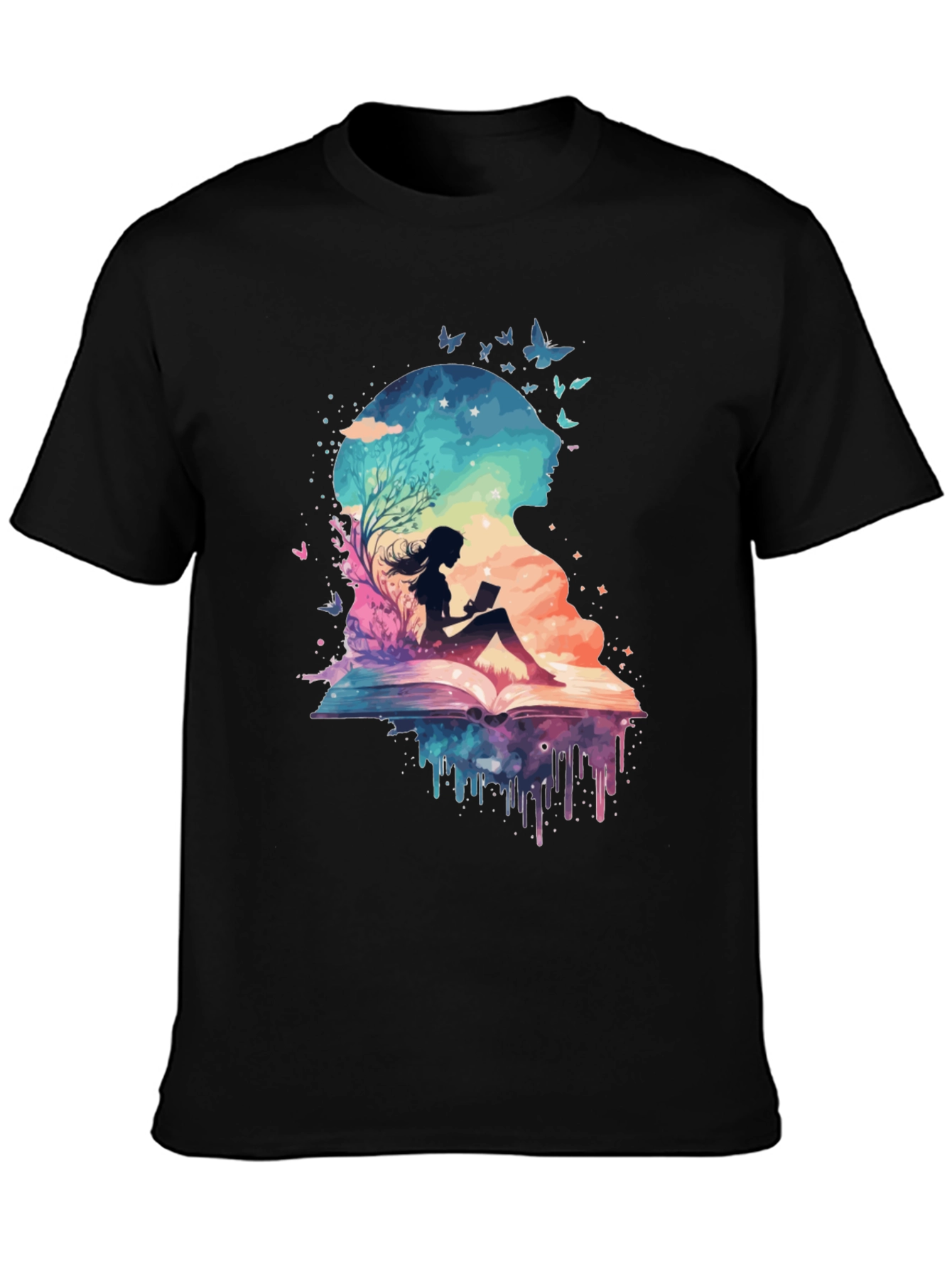 Black Book Lover Galaxy Tee - Literary Dreamscape Design view 3