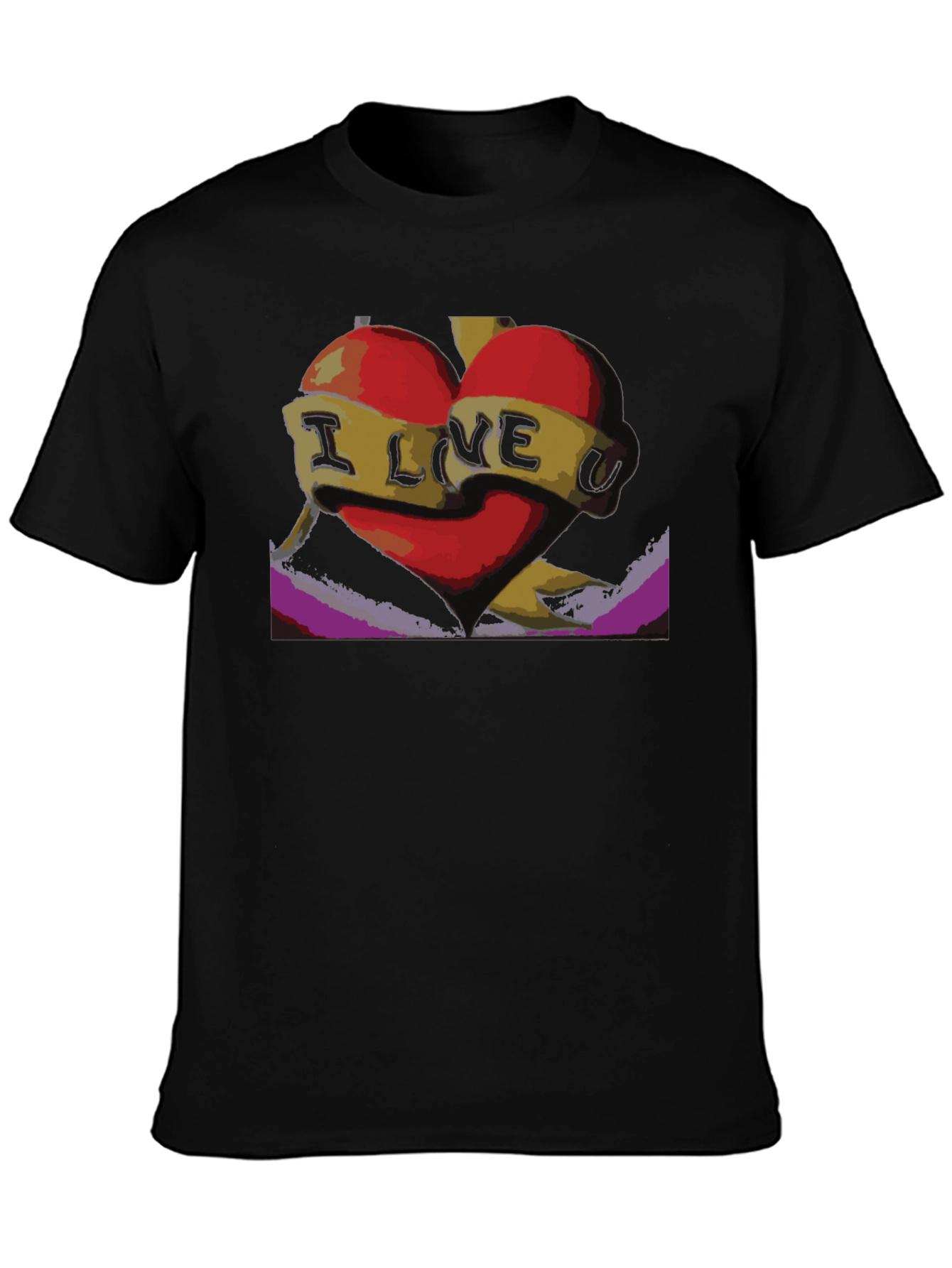 Black I Love U Heart Graphic Tee - Black view 3