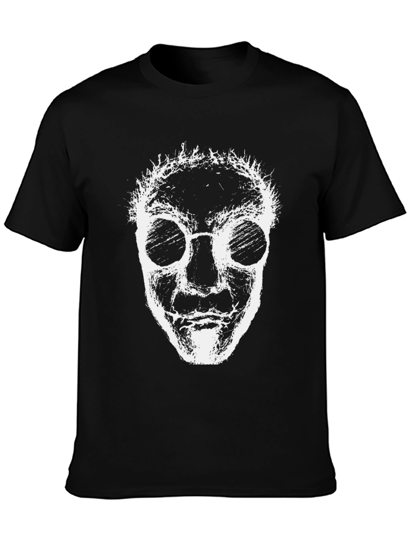 Black Abstract Face Graphic Tee - Black Crew Neck view 3