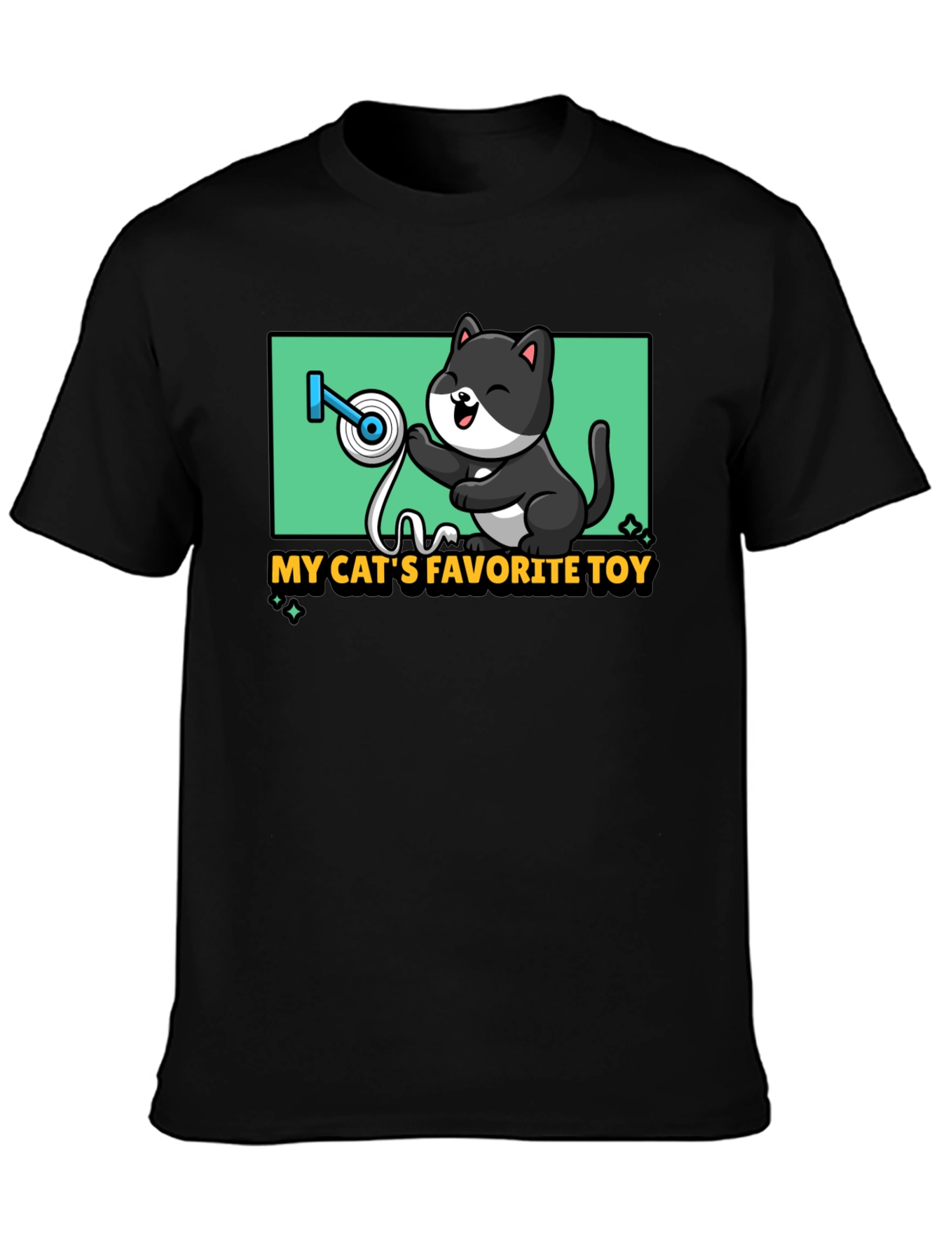 Black Cat's Favorite Toy T-Shirt - Humorous Pet Lover Tee view 3