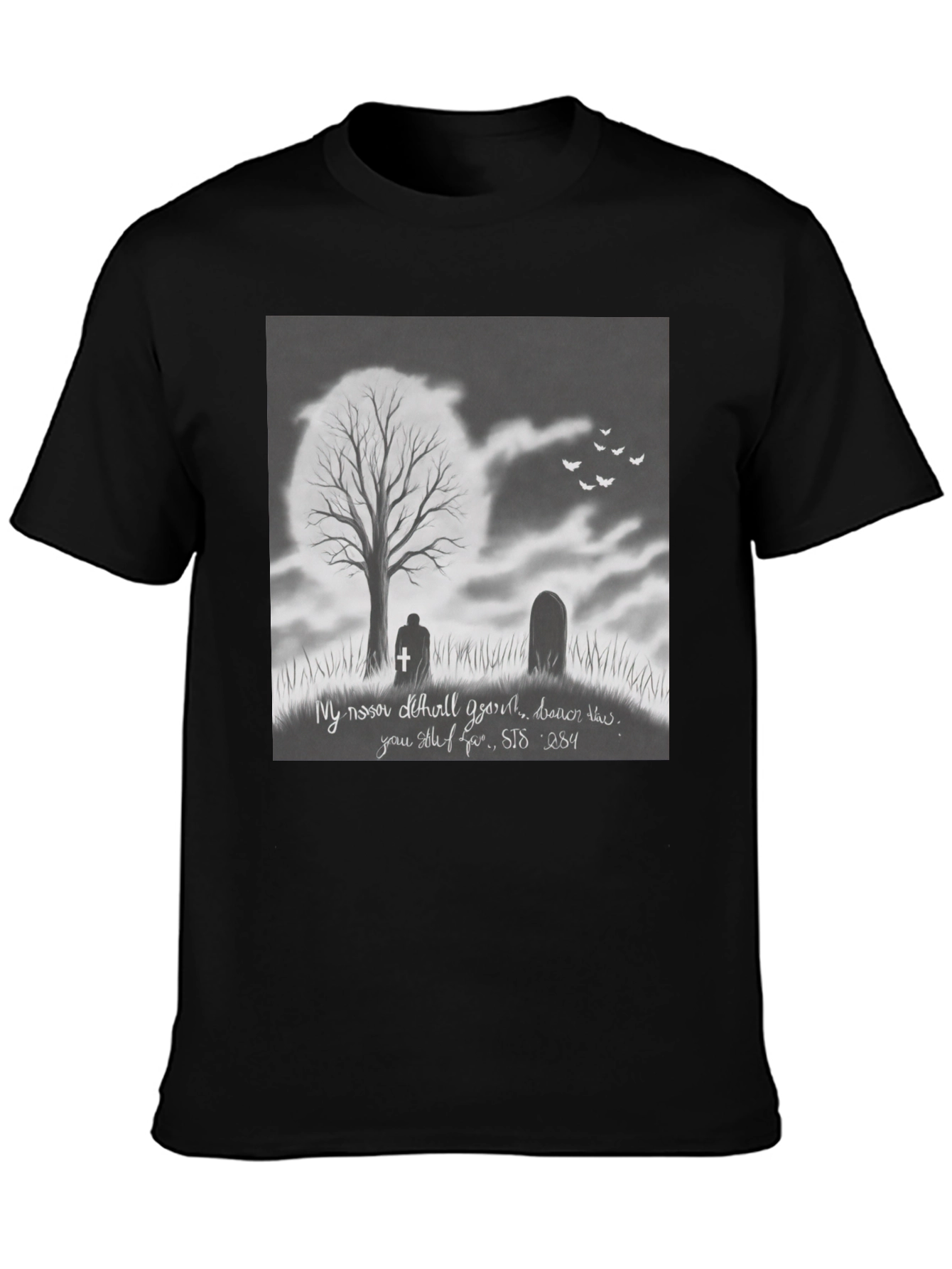 Black Gothic Graveyard T-Shirt - Dark Humor Tee view 3