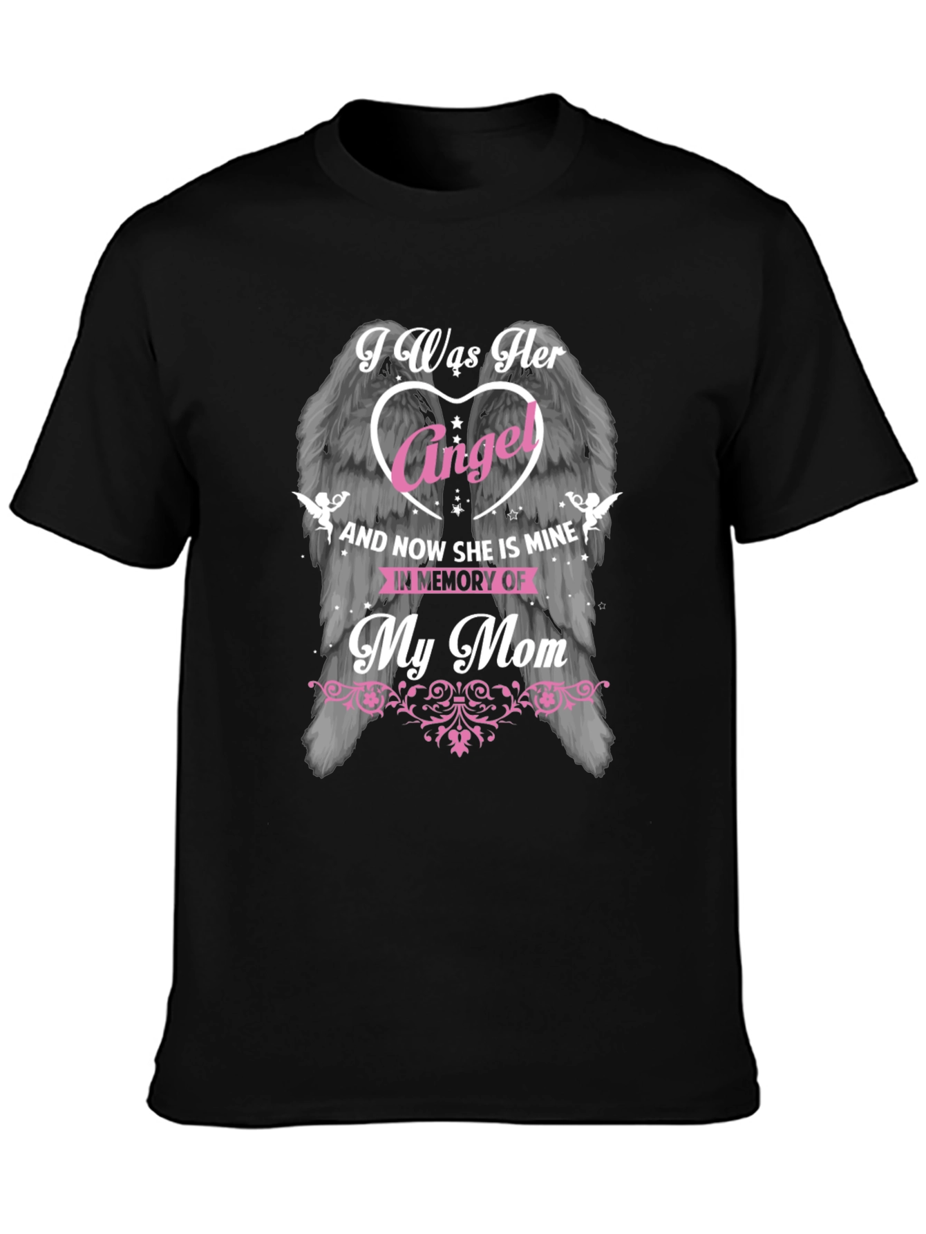 Black I Was Her Angel Memorial T-Shirt view 3