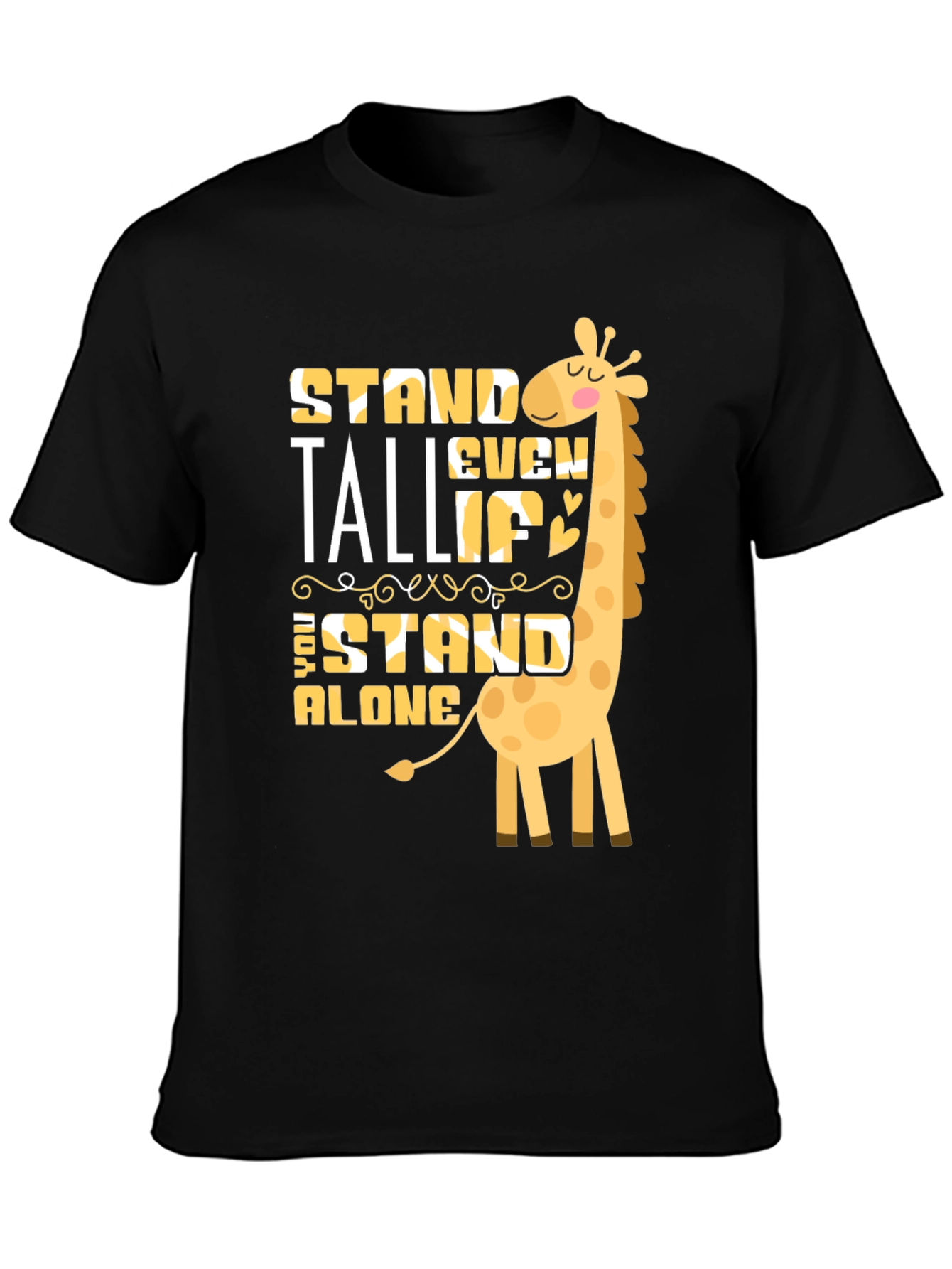 Black Stand Tall Giraffe Graphic T-Shirt view 3