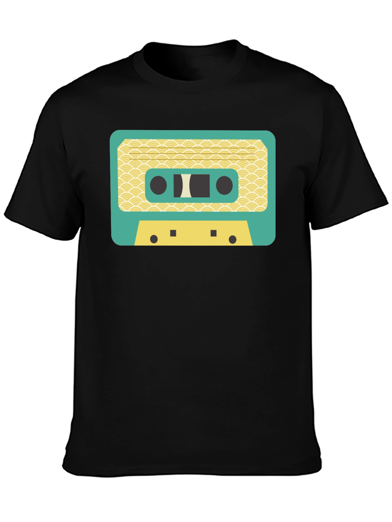 Black Retro Cassette Tape Graphic T-Shirt view 3