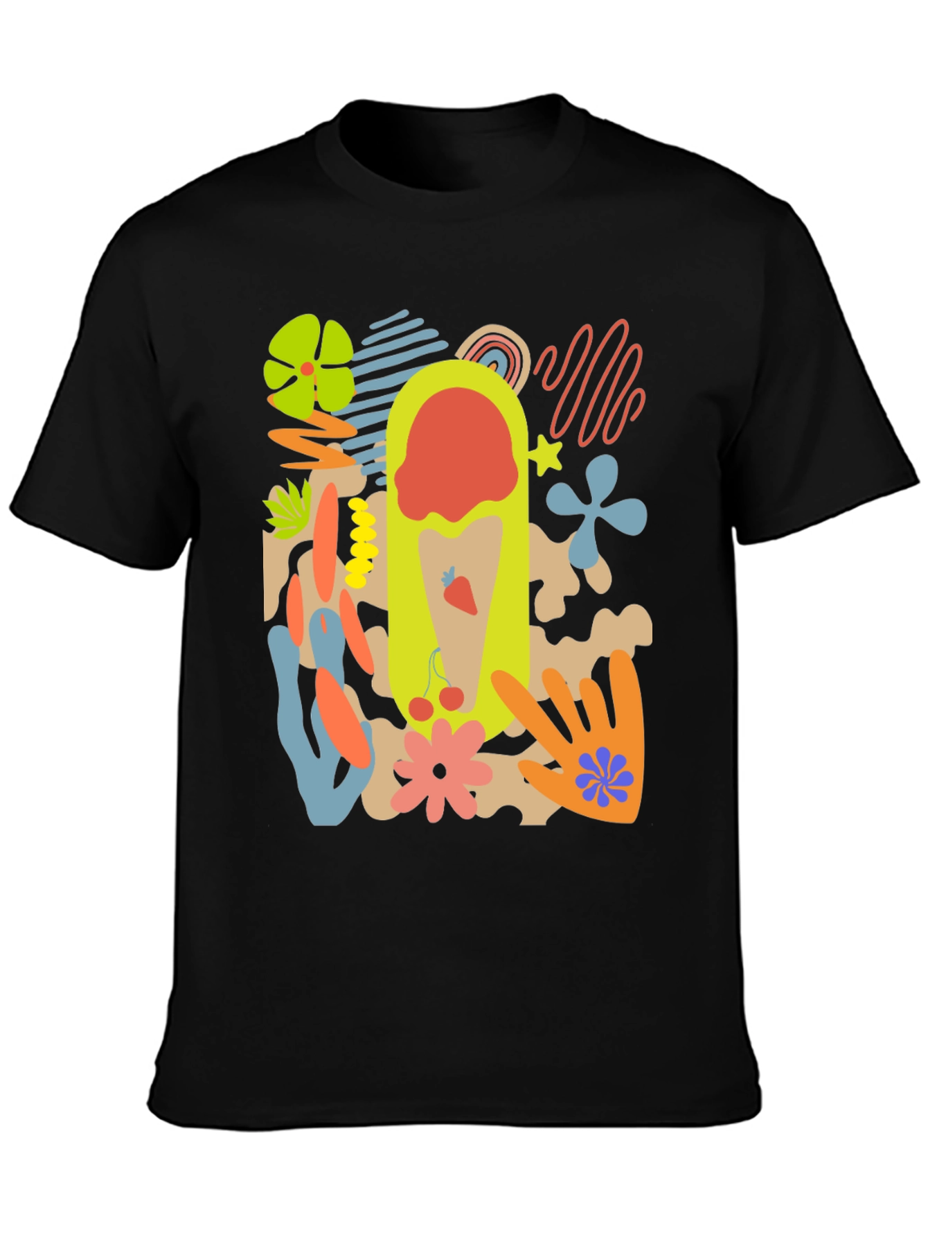 Black Abstract Graphic Print T-Shirt view 3