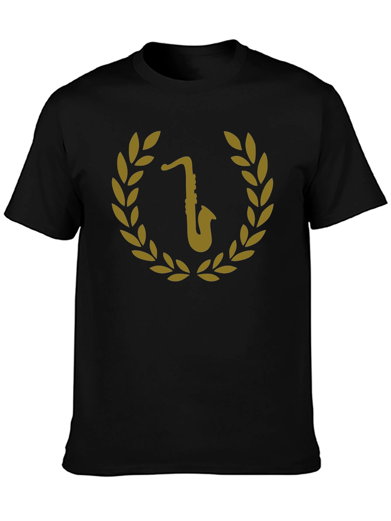 Black Saxophone Laurel Wreath Graphic Tee view 3