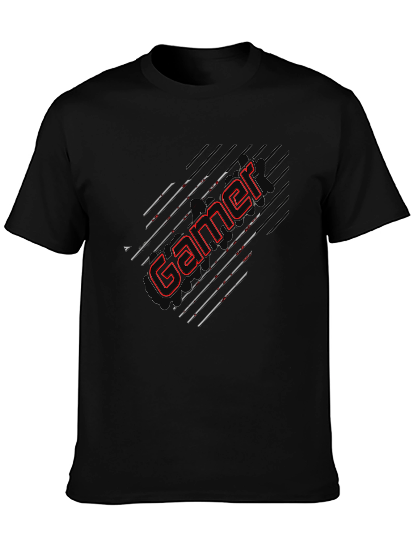 Black Gamer Graphic Tee - Black Cotton Blend view 3