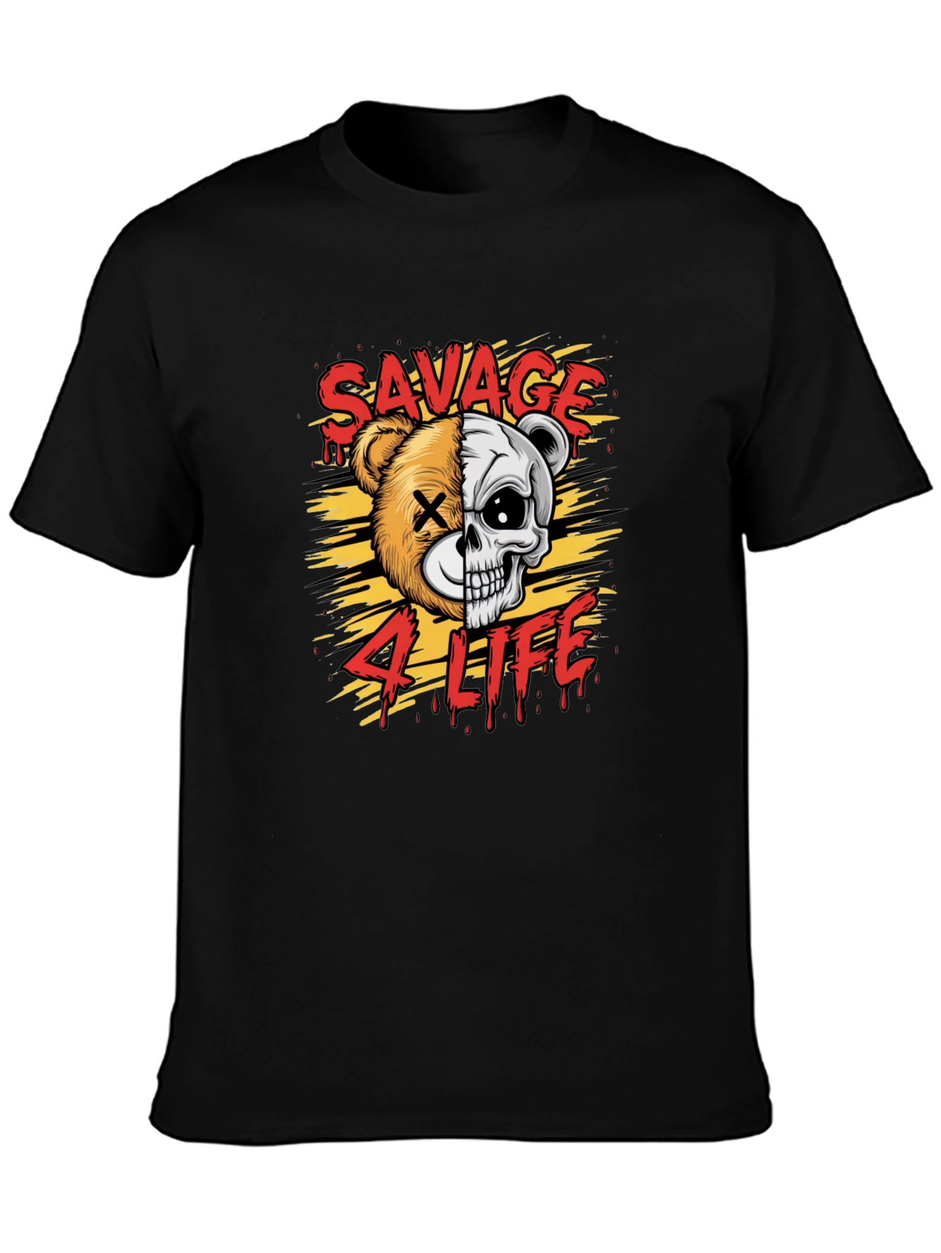 Black Savage 4 Life Graphic Print T-Shirt view 3