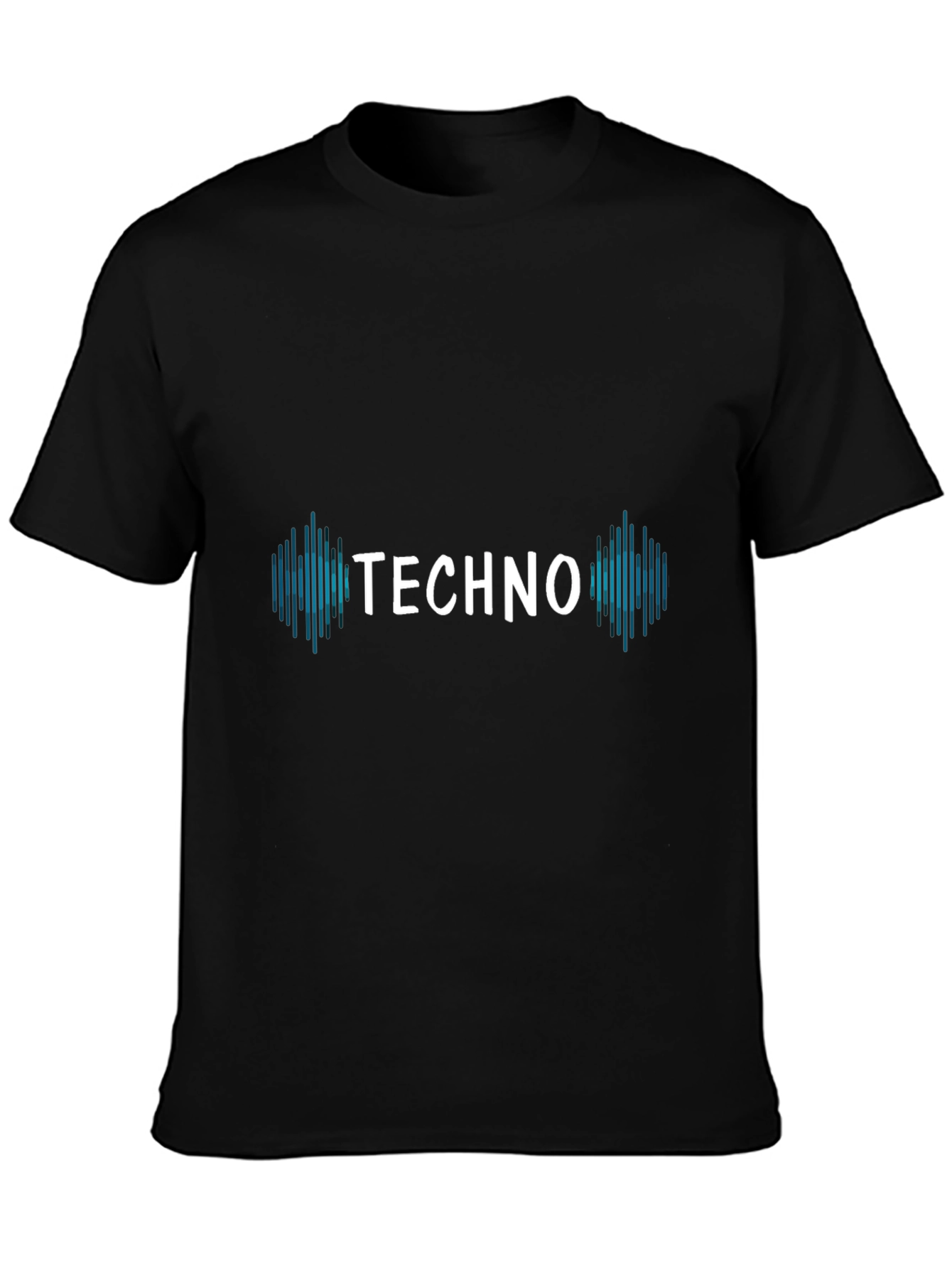 Black Techno Music Graphic T-Shirt - Black Short Sleeve Tee view 3