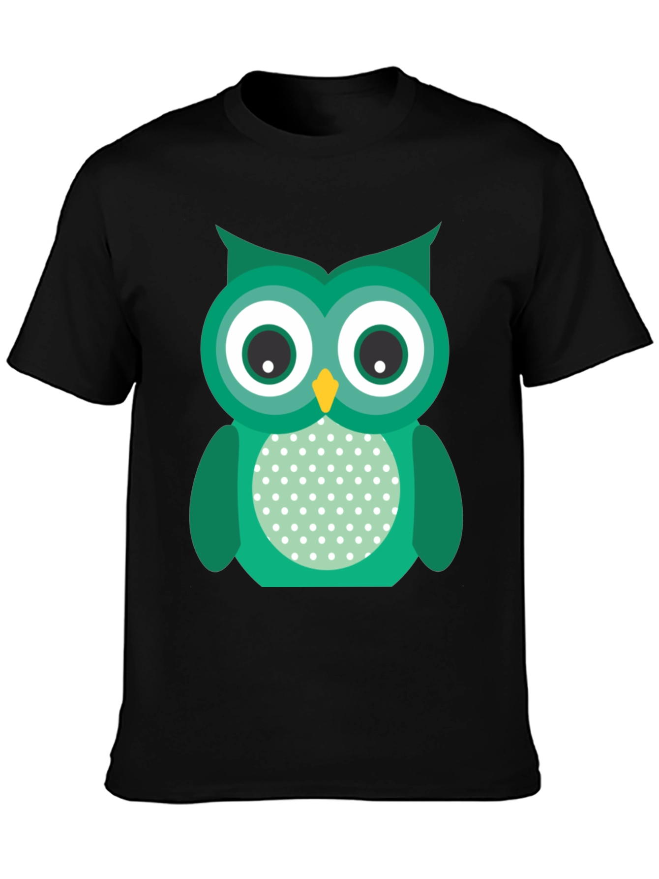 Black Cute Owl Graphic Print Black T-Shirt view 3