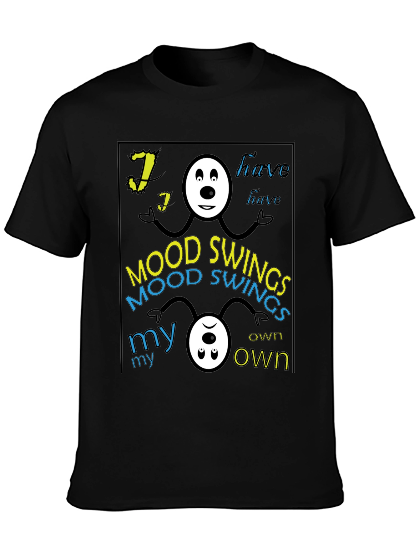 Black Mood Swings Graphic Tee - Black Crew Neck view 3