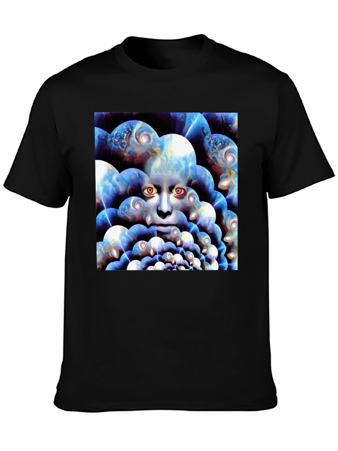 Black Surreal Face Graphic Black T-Shirt view 3