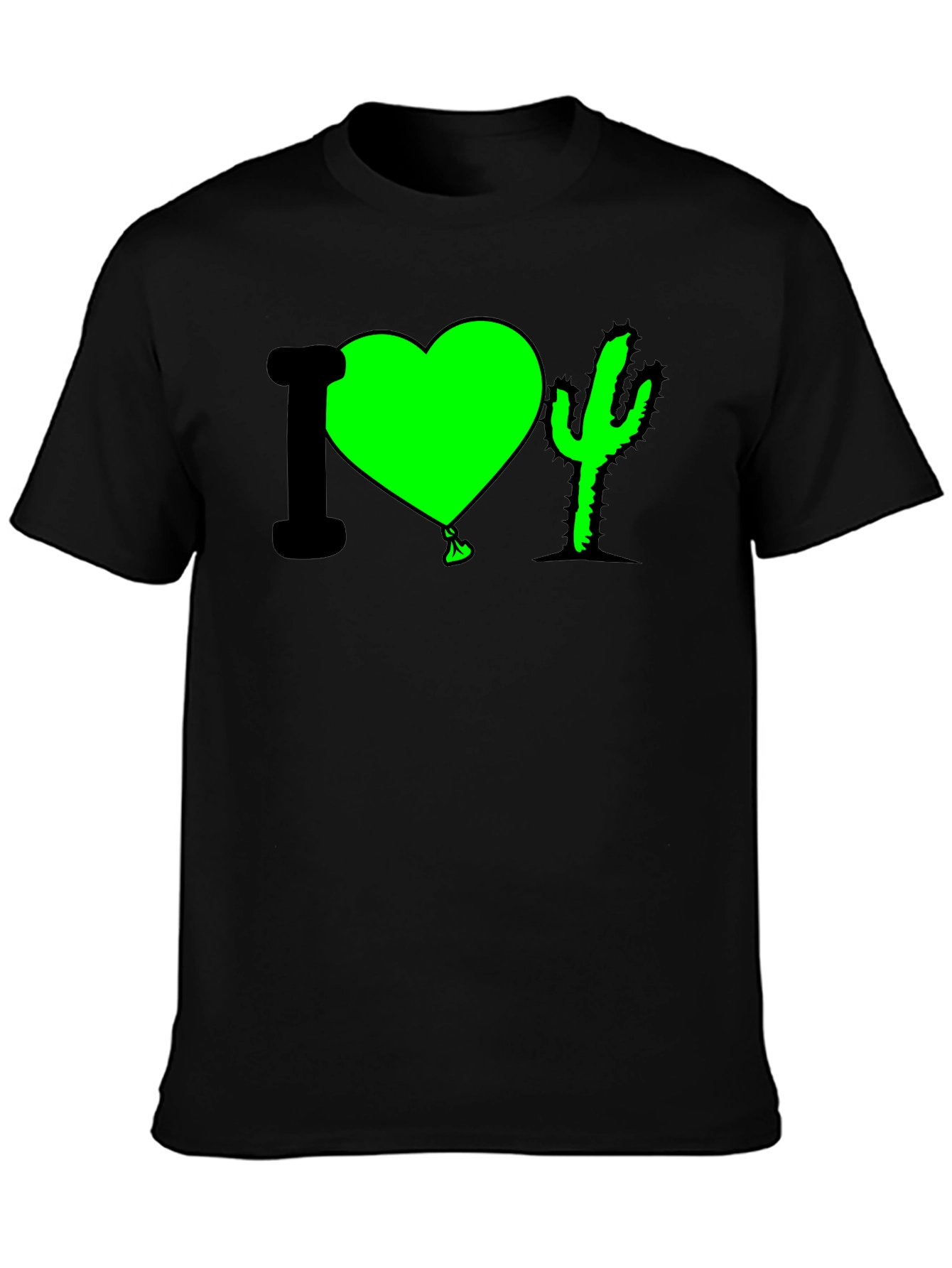 Black I Heart Cactus T-Shirt - Fun Graphic Tee view 3