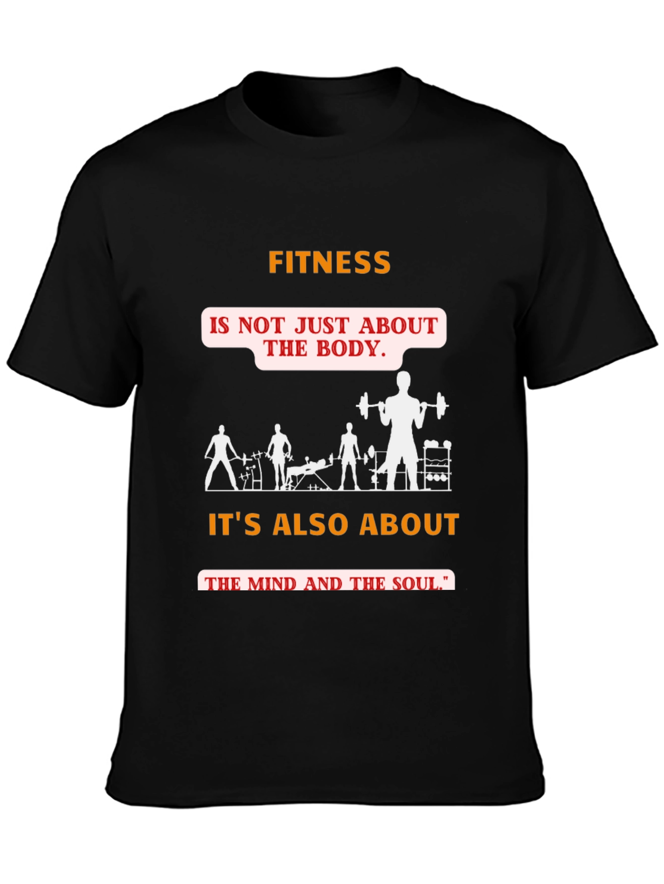 Black Fitness Mind & Body Graphic Tee - Black view 3